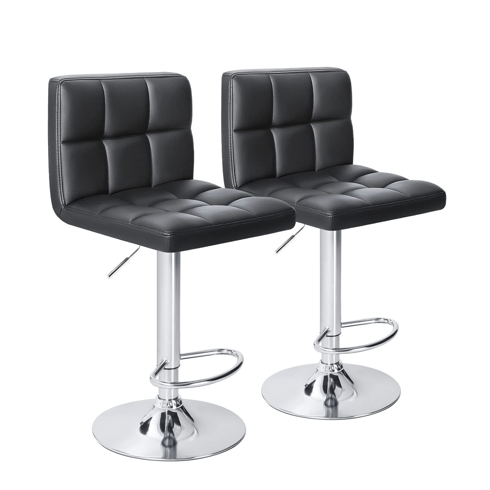 Homall Modern PU Leather Kitchen Bar Stools, Black (Set of 2)