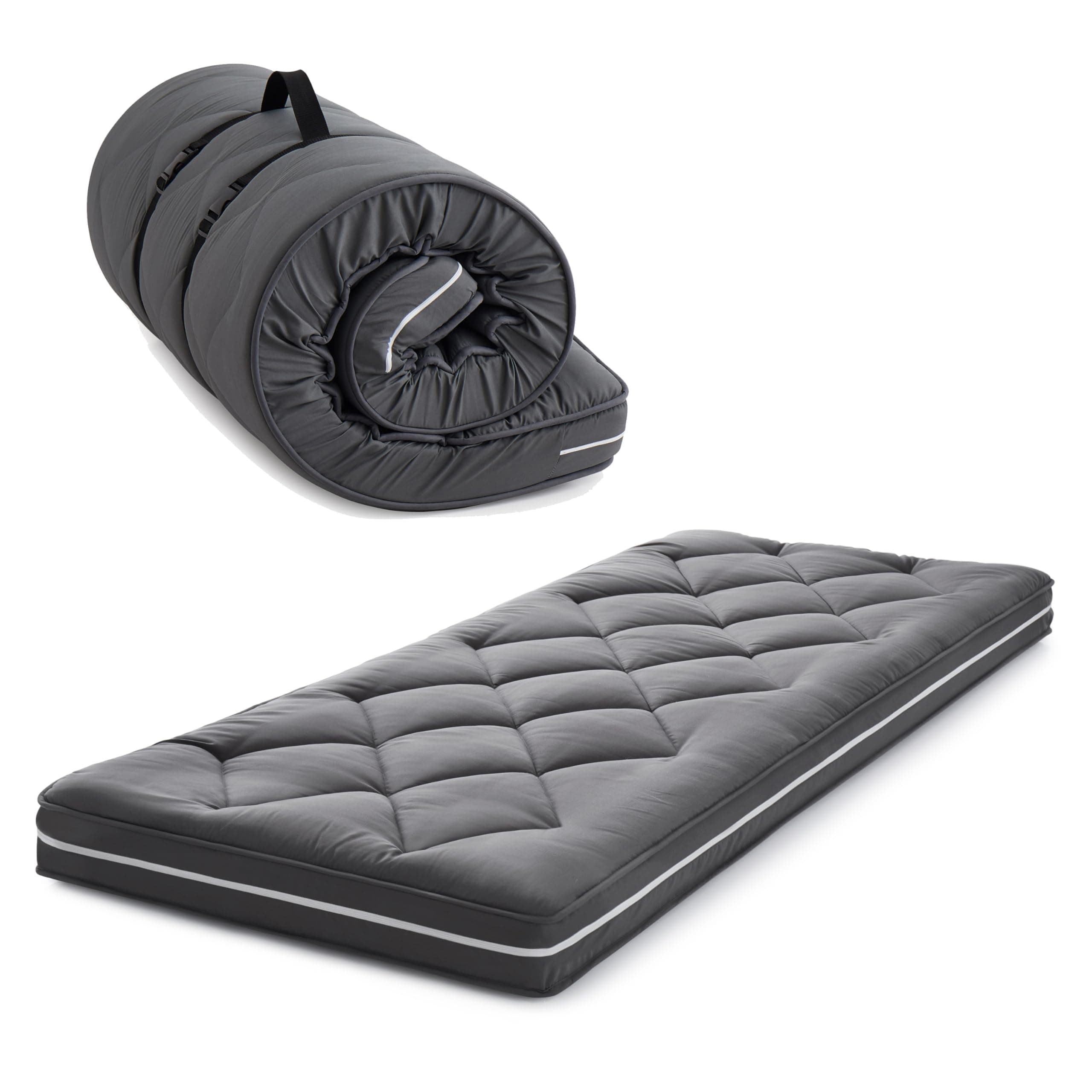4-Inch Small Gel Memory Foam Cot Mattress Topper,Portable Roll-Up Sleep Pad