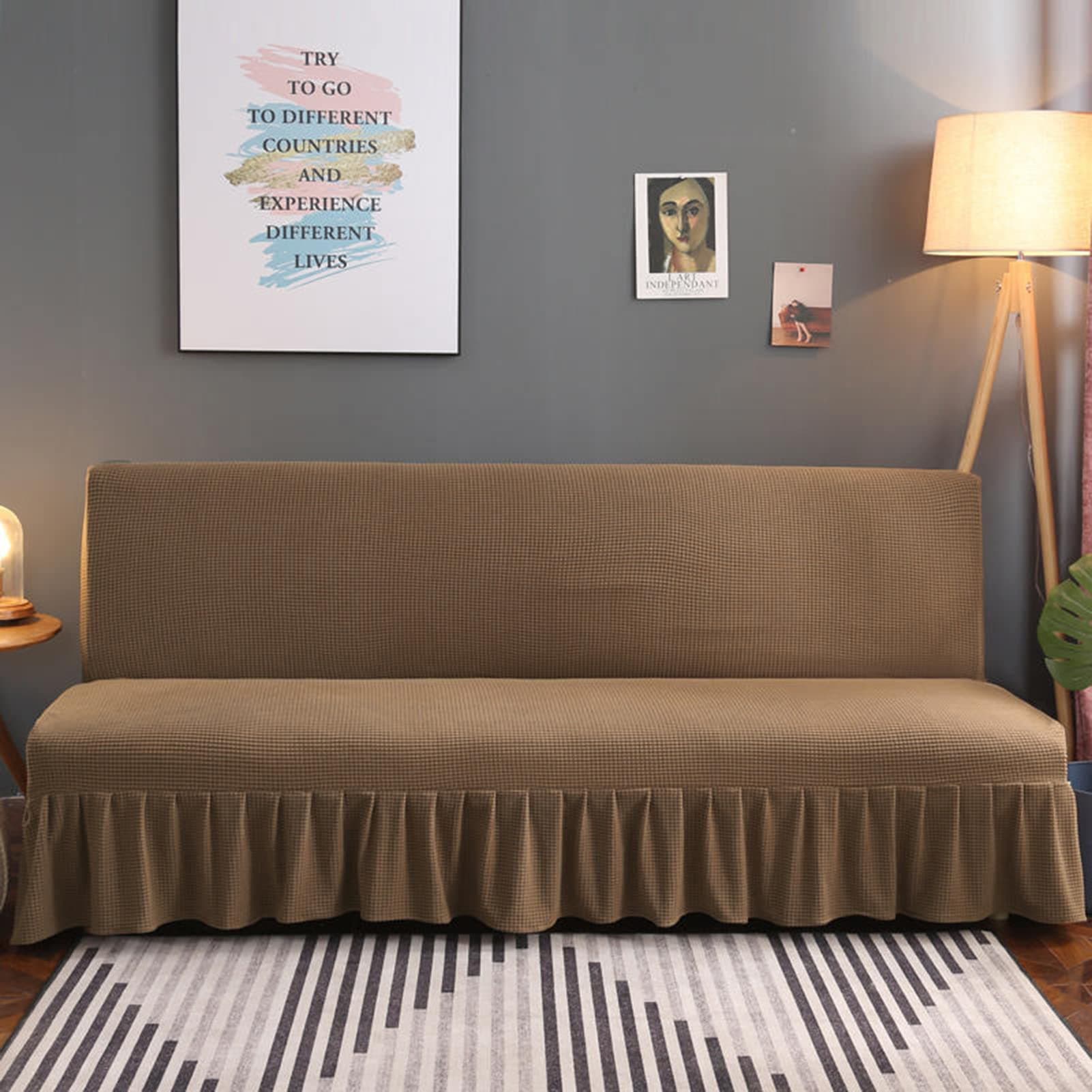 Stretch Armless Futon Sofa Bed Cover - Machine Washable - Medium (150-170cm)
