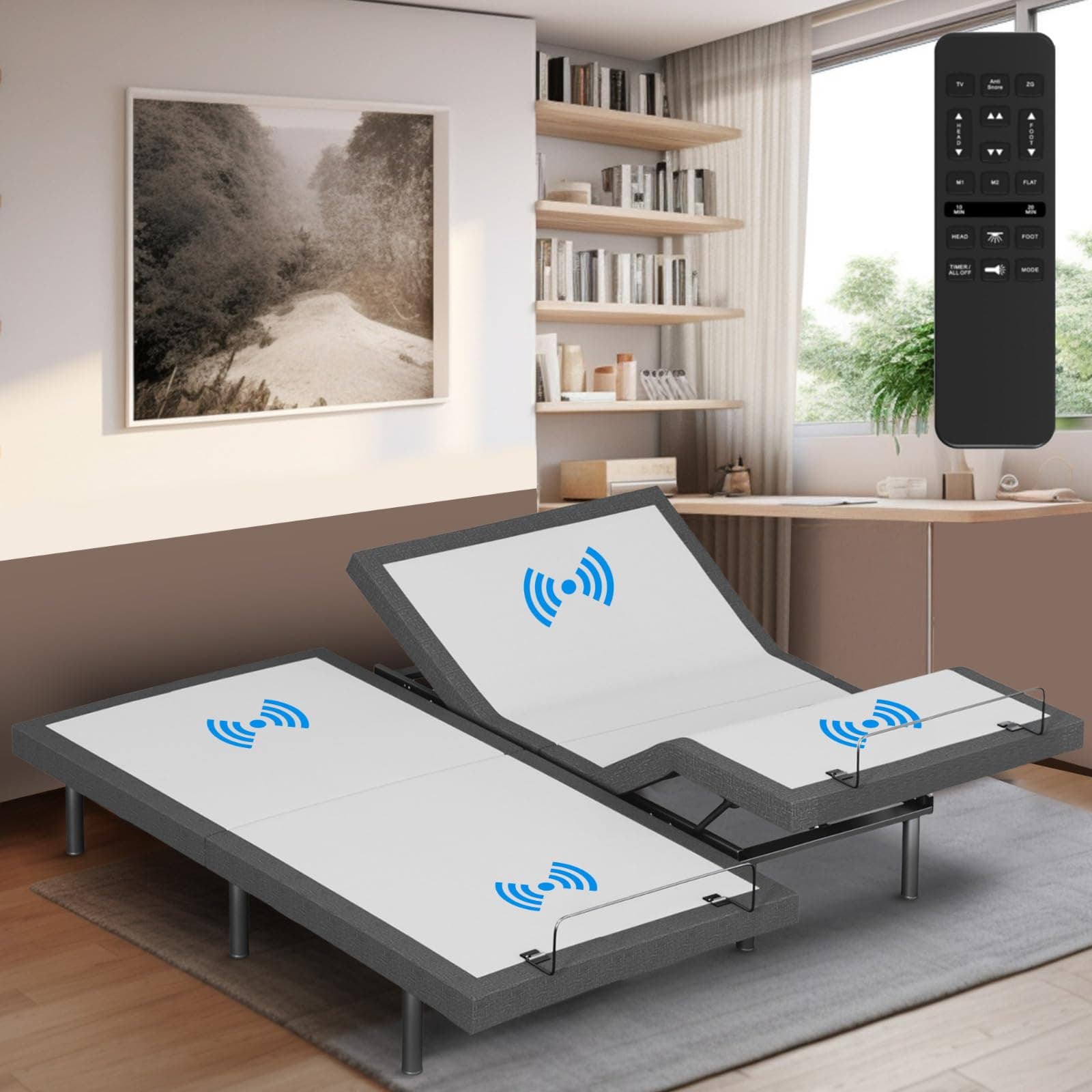 Powder Coated Split King Bed Frame with Zero Gravity Massage & Remote Control
