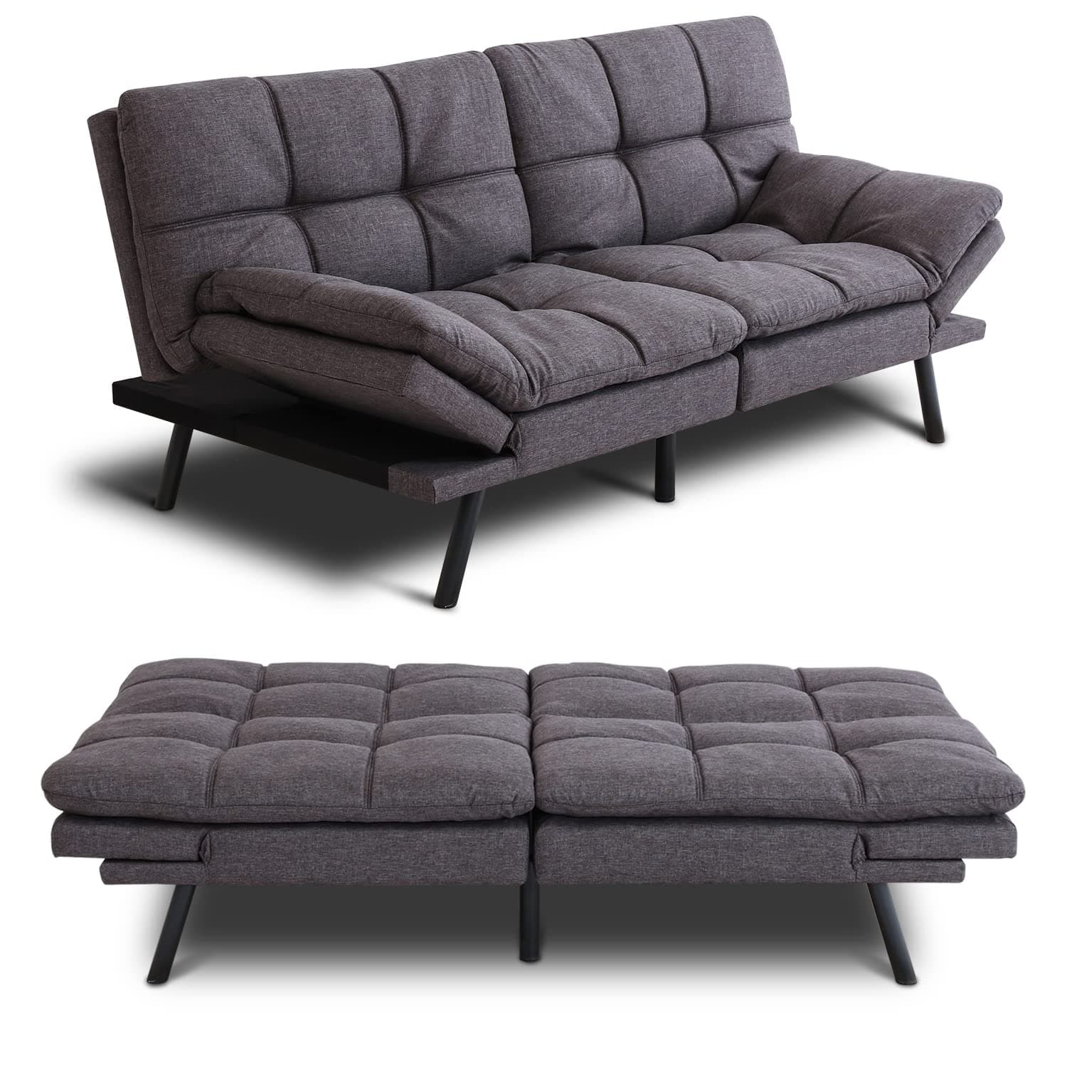 MUUEGM Grey Memory Foam Futon Sofa Bed, Compact Living Room Sofa for Small Spaces and Offices    
MUUEGM Memory Foam Futon Sofa Bed with Adjustable Armrests, Perfect for Living Room and Office Use    
MUUEGM Grey OEKO-TEX Memory Foam Futon Sofa Bed,