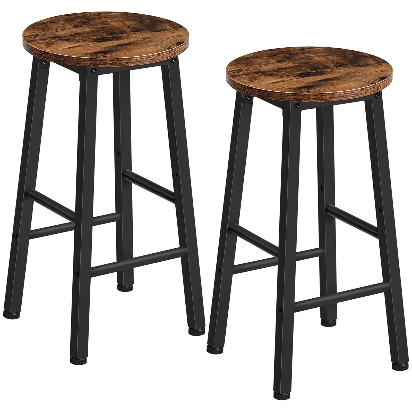HOOBRO Industrial Rustic Brown & Black Bar Stool Set of 2, Counter Height