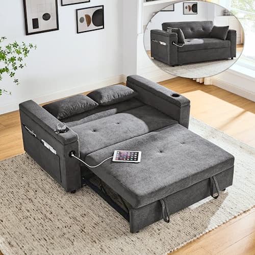 Oversized 3-in-1 Queen Size Velvet Sleeper Sofa Bed Lounge