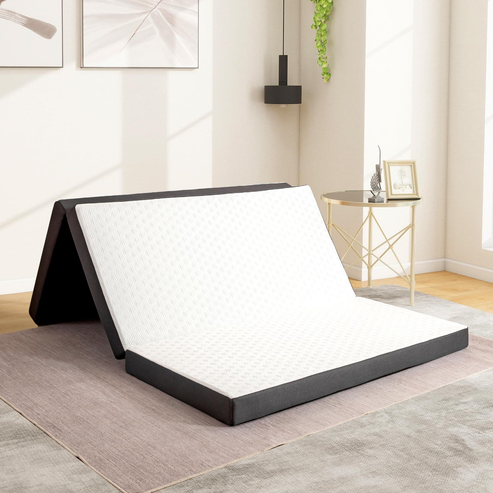 Portable Tri-Fold Memory Foam Mattress for Camping/RV/Guest Beds