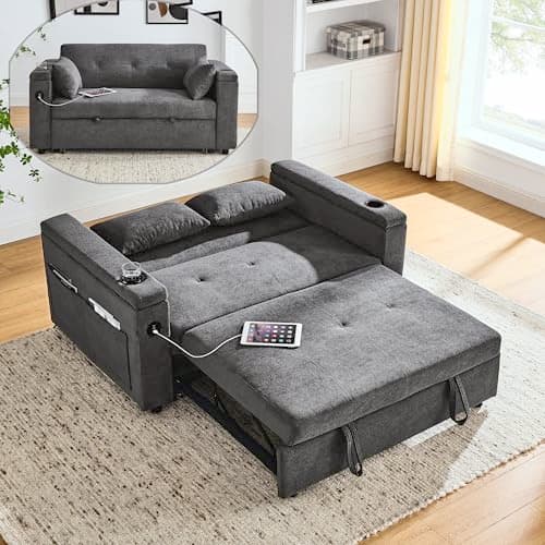 Oversized 3-in-1 Queen Size Velvet Sleeper Sofa Bed Lounge