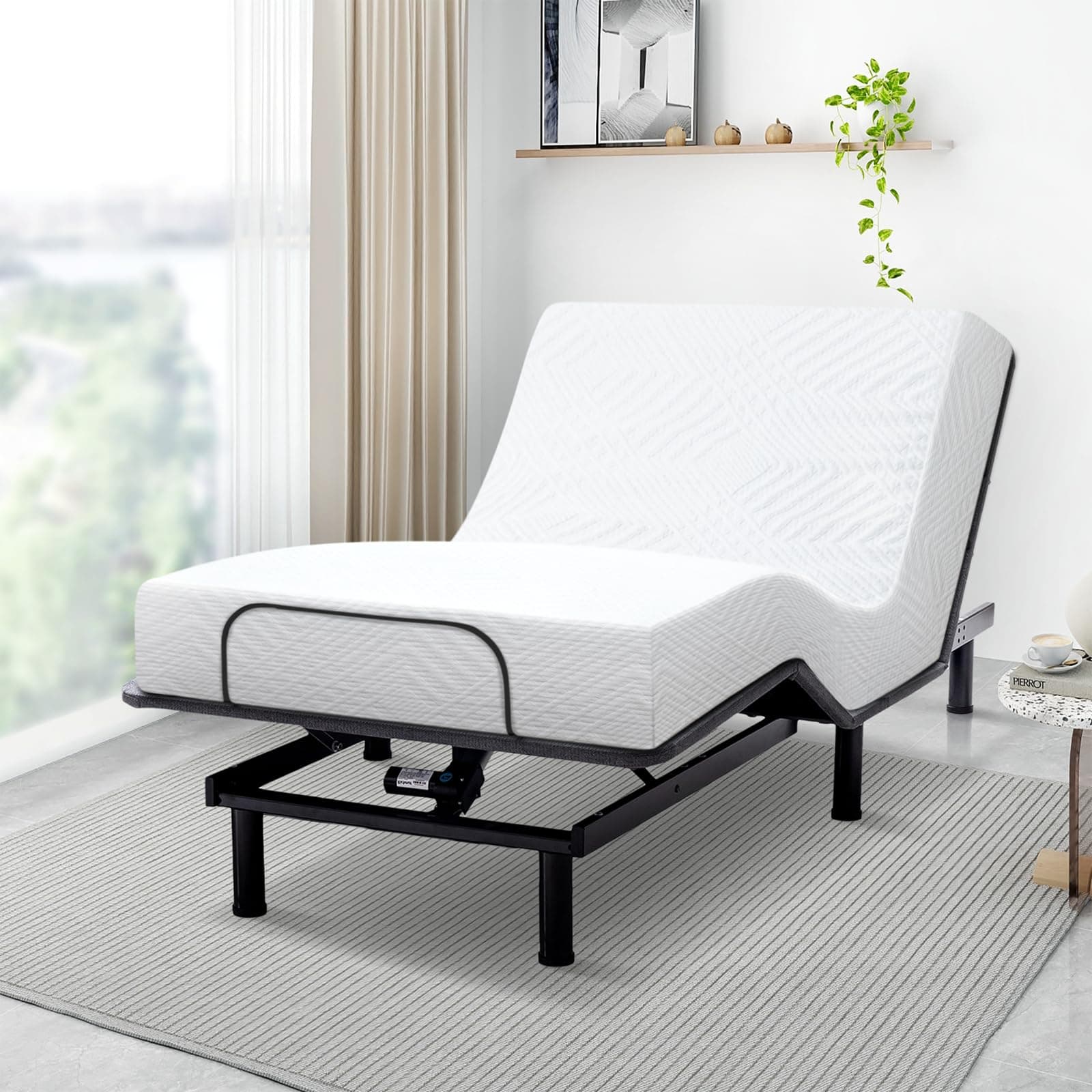 Adjustable Bed Base Queen with Memory Foam Mattress and Smart Features