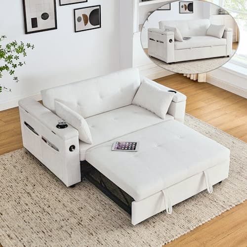 Oversized 3-in-1 Queen Size Velvet Sleeper Sofa Bed Lounge