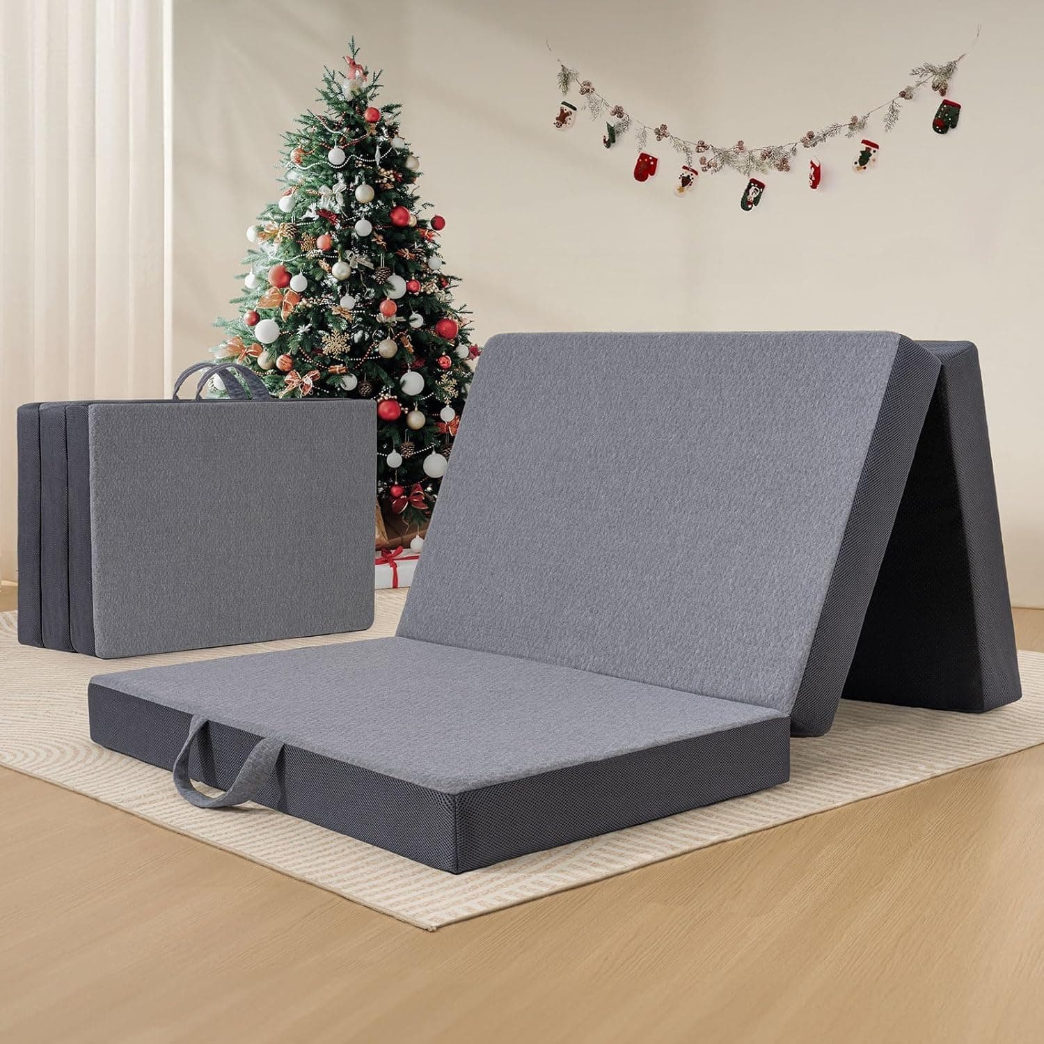 Foldable Tri-Fold Memory Foam Mattress for Travel/RV/Camping/Guest Room - Twin Size