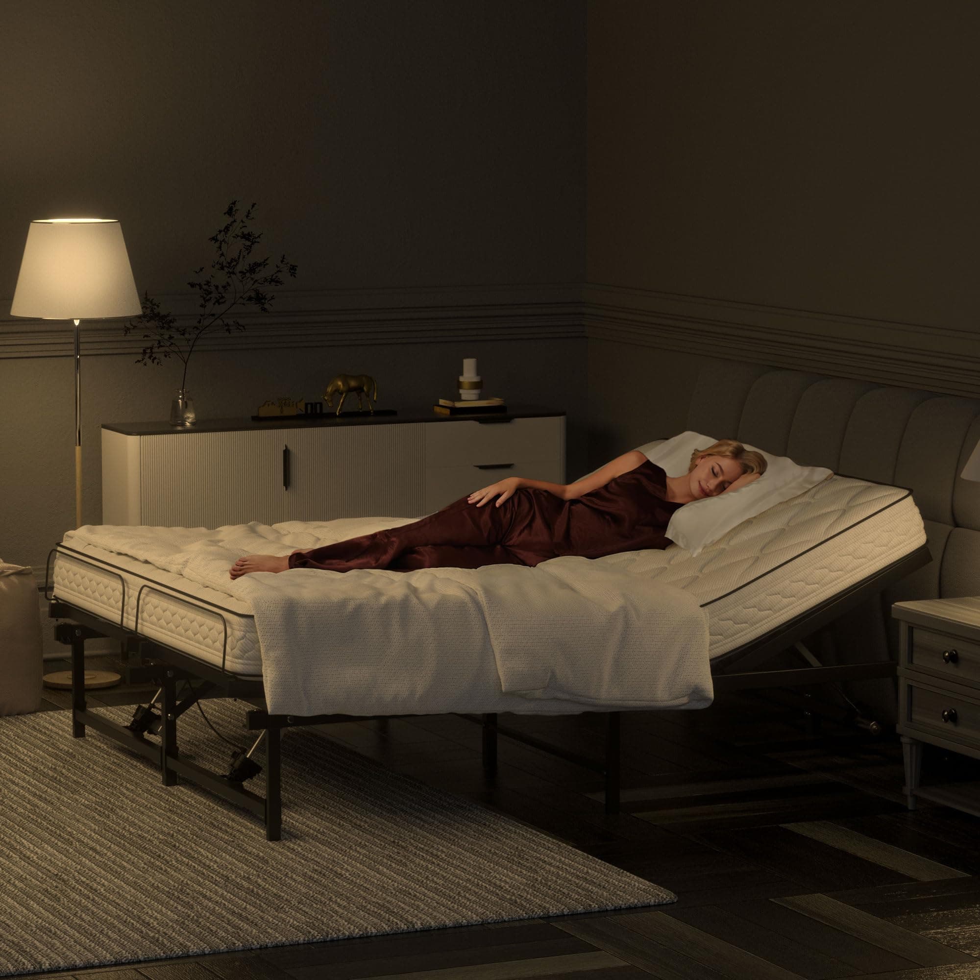 JAXPETY Adjustable Queen Electric Bed Frame with Remote Control and Quiet Motor - Fits Most Mattresses, Black