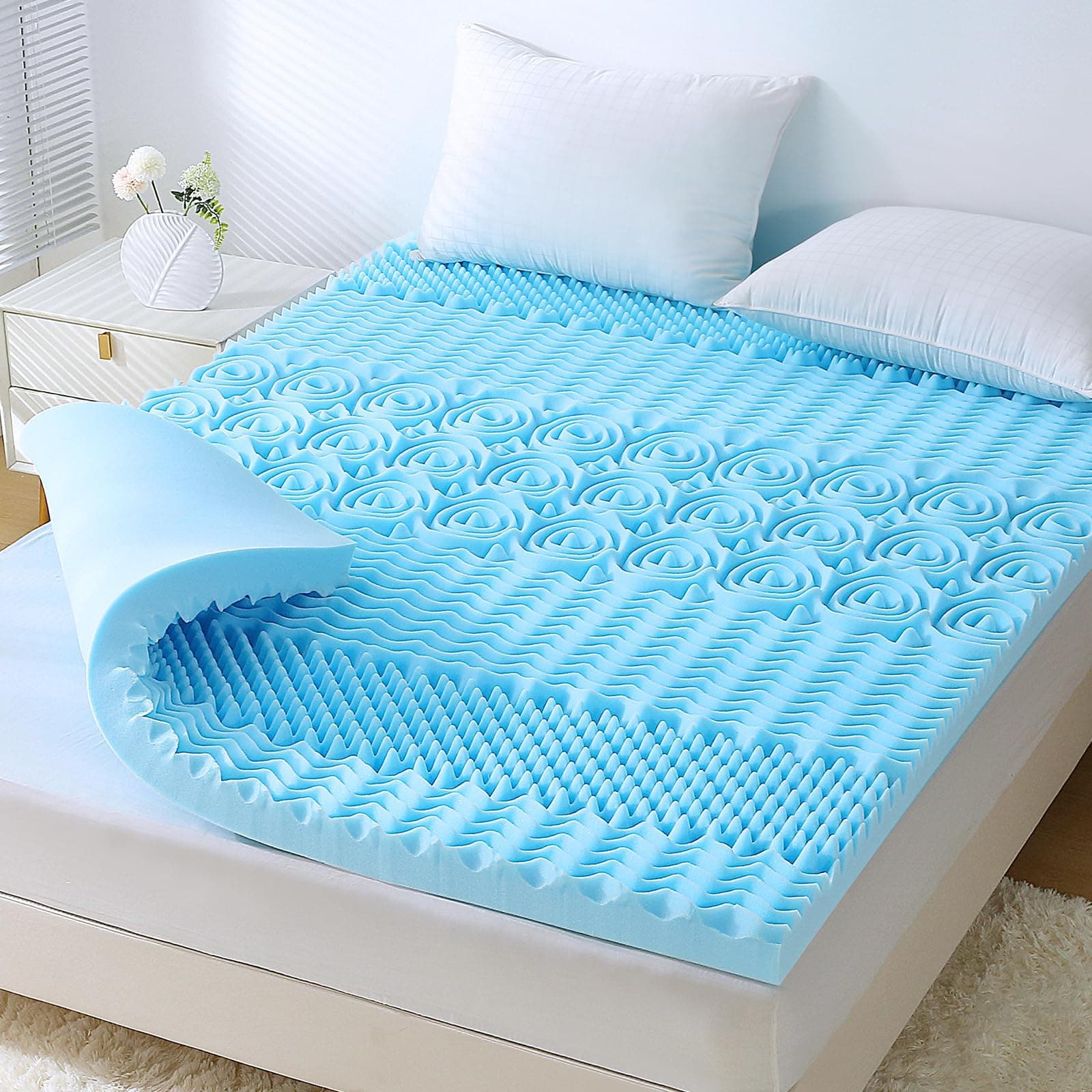 Cooling Gel Infused Memory Foam Mattress Topper - Queen Size, CertiPUR-US Certified