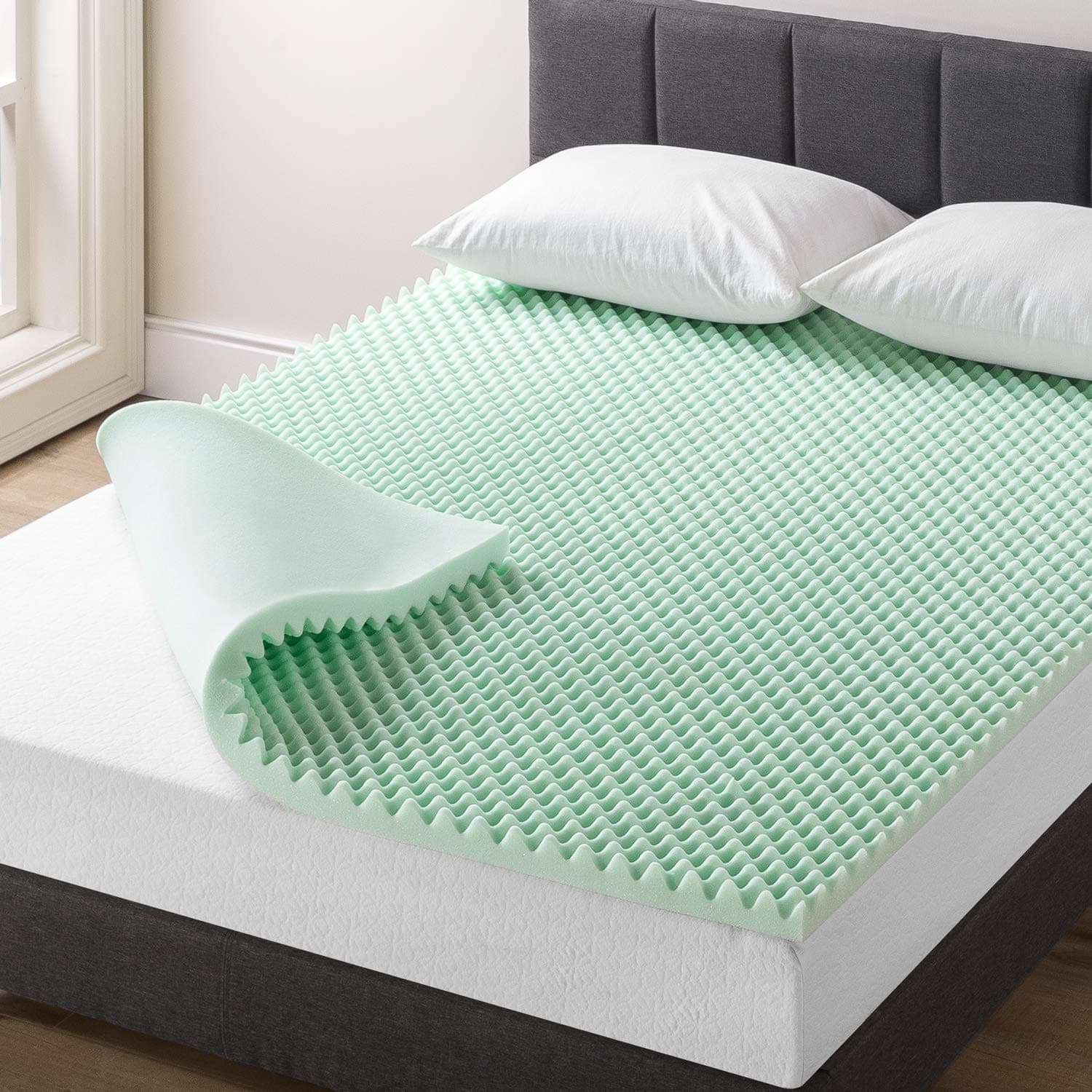 Best Price 2-Inch Aloe Infused Memory Foam Mattress Topper - King Size, CertiPUR-US Certified