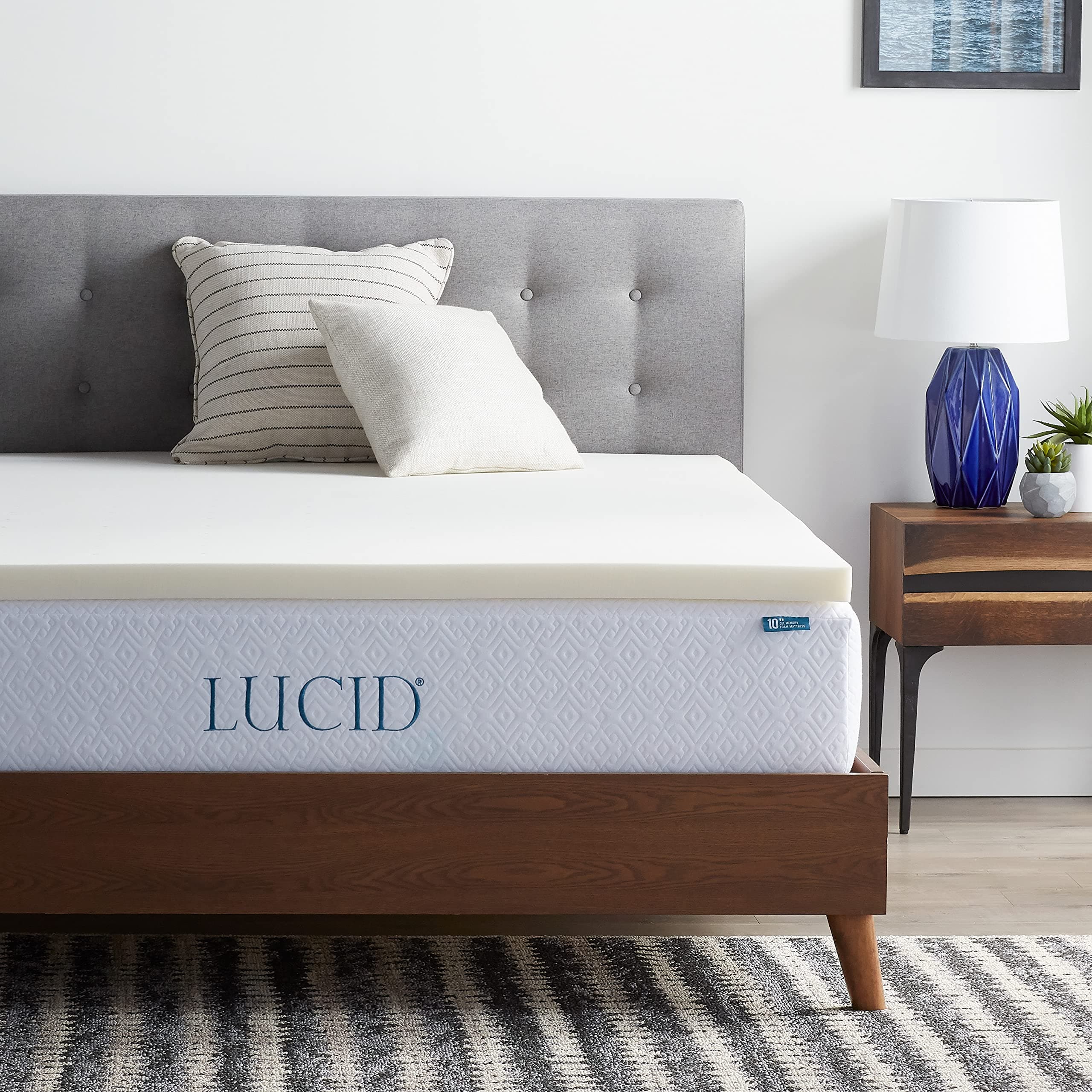 LUCID 2 Inch Hypoallergenic Ventilated Mattress Topper - Queen