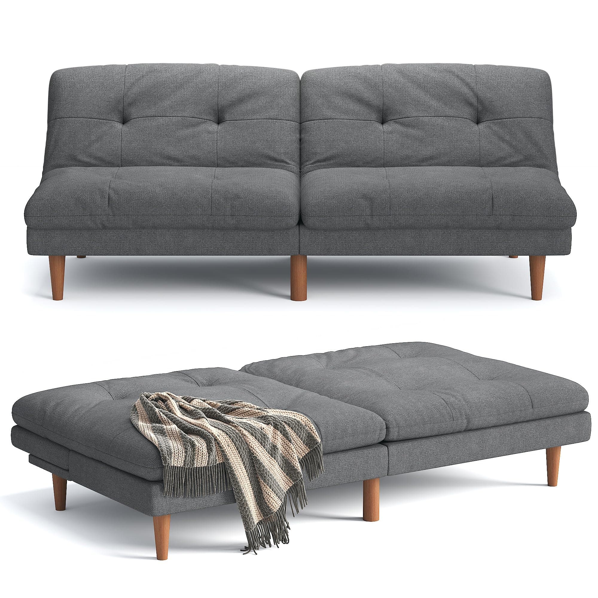 Furmax Dark Grey Adjustable Back Futon Sofa Bed for Small Spaces