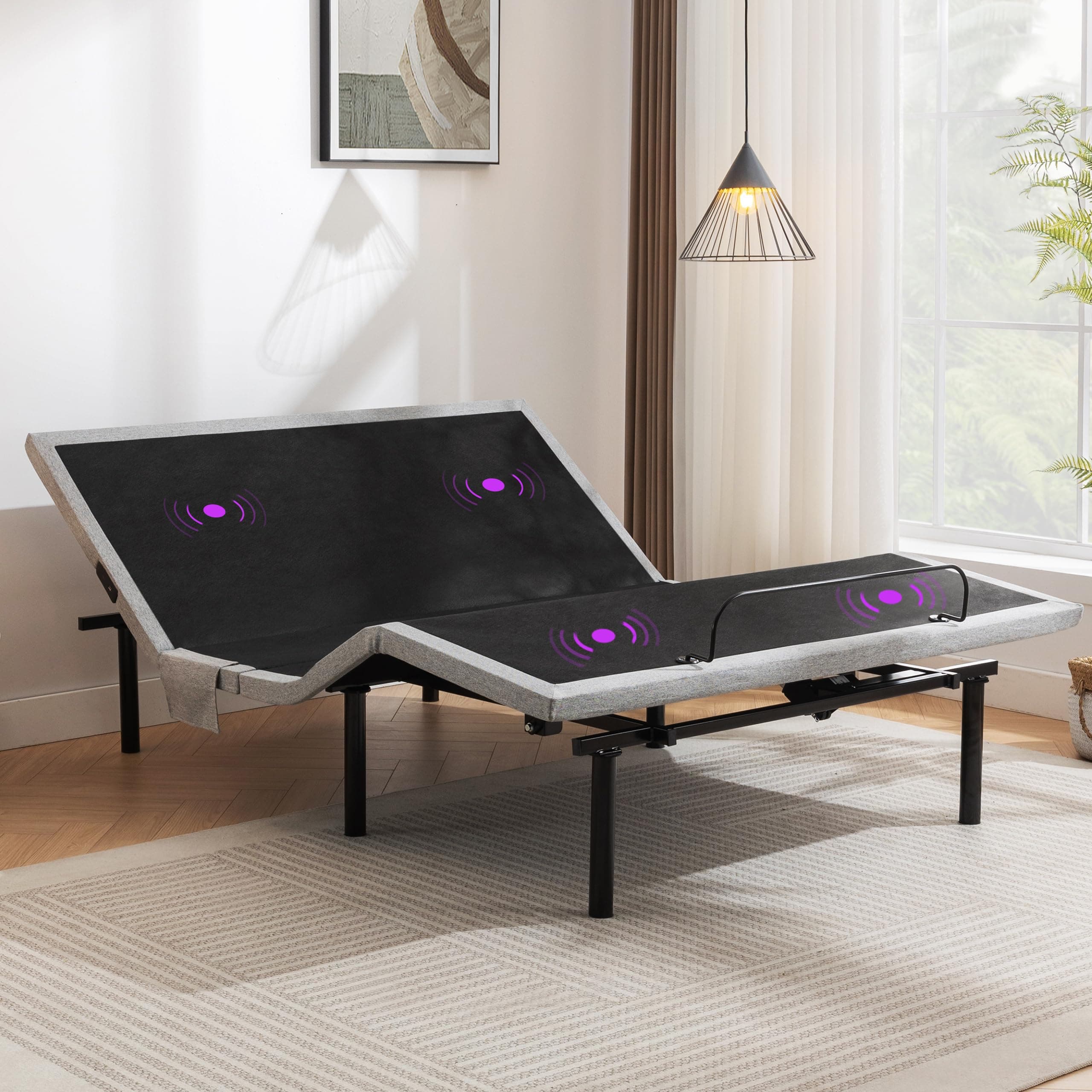 Adjustable Queen Bed Frame with Massage and Zero Gravity - Wireless Remote, USB Ports, Underbed Lighting - Easy Assembly