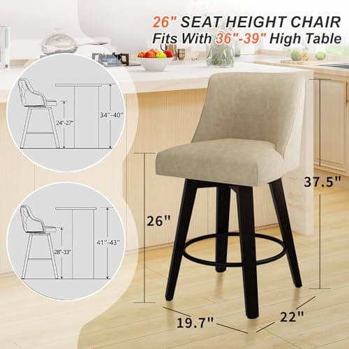 Modern 360°Swivel Bar Stools with High Backrest