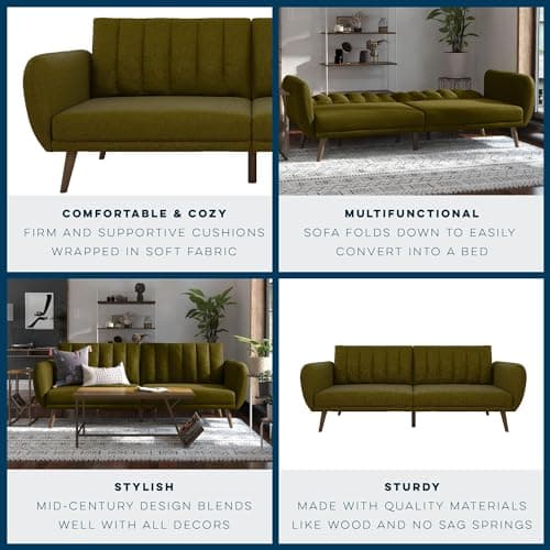 Novogratz Brittany 82 Inch Green Futon Sofa Bed
