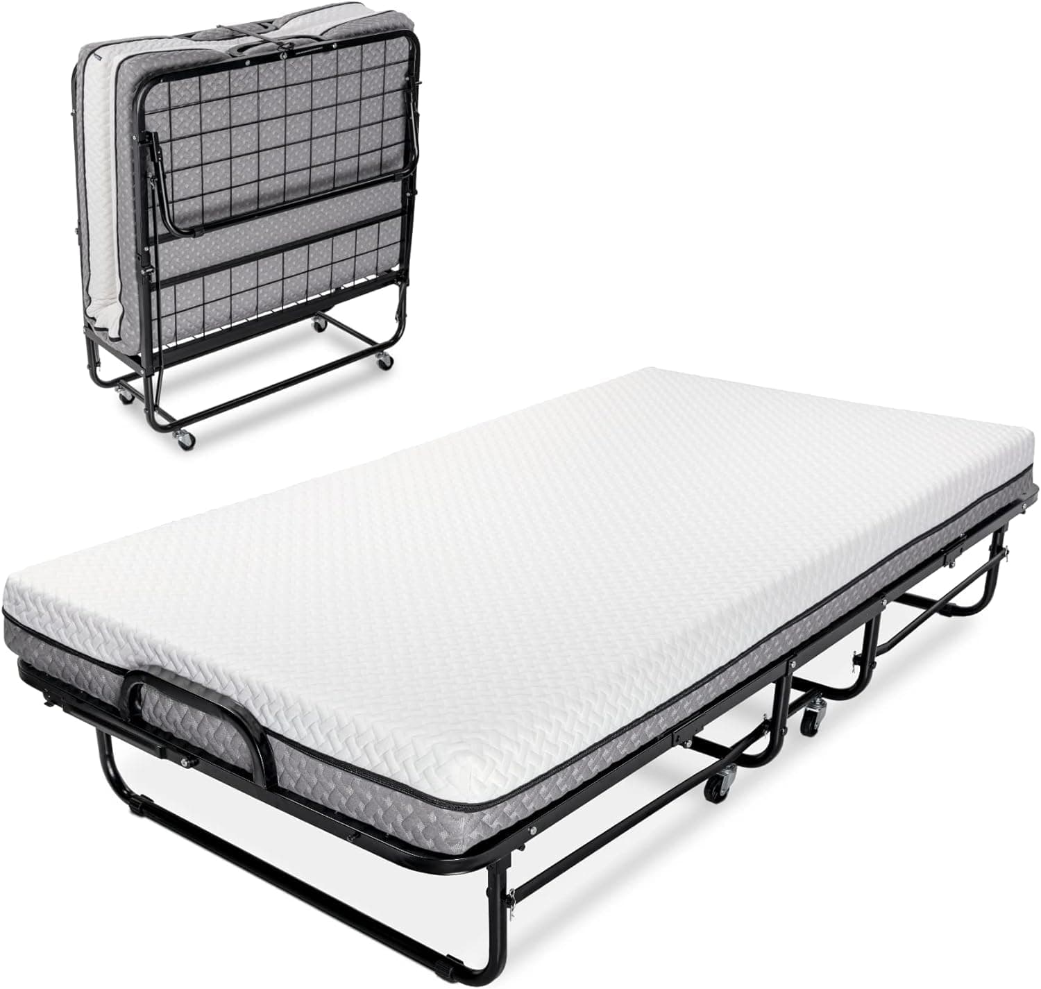 Milliard Deluxe Diplomat Twin Foldable Bed with Memory Foam Mattress