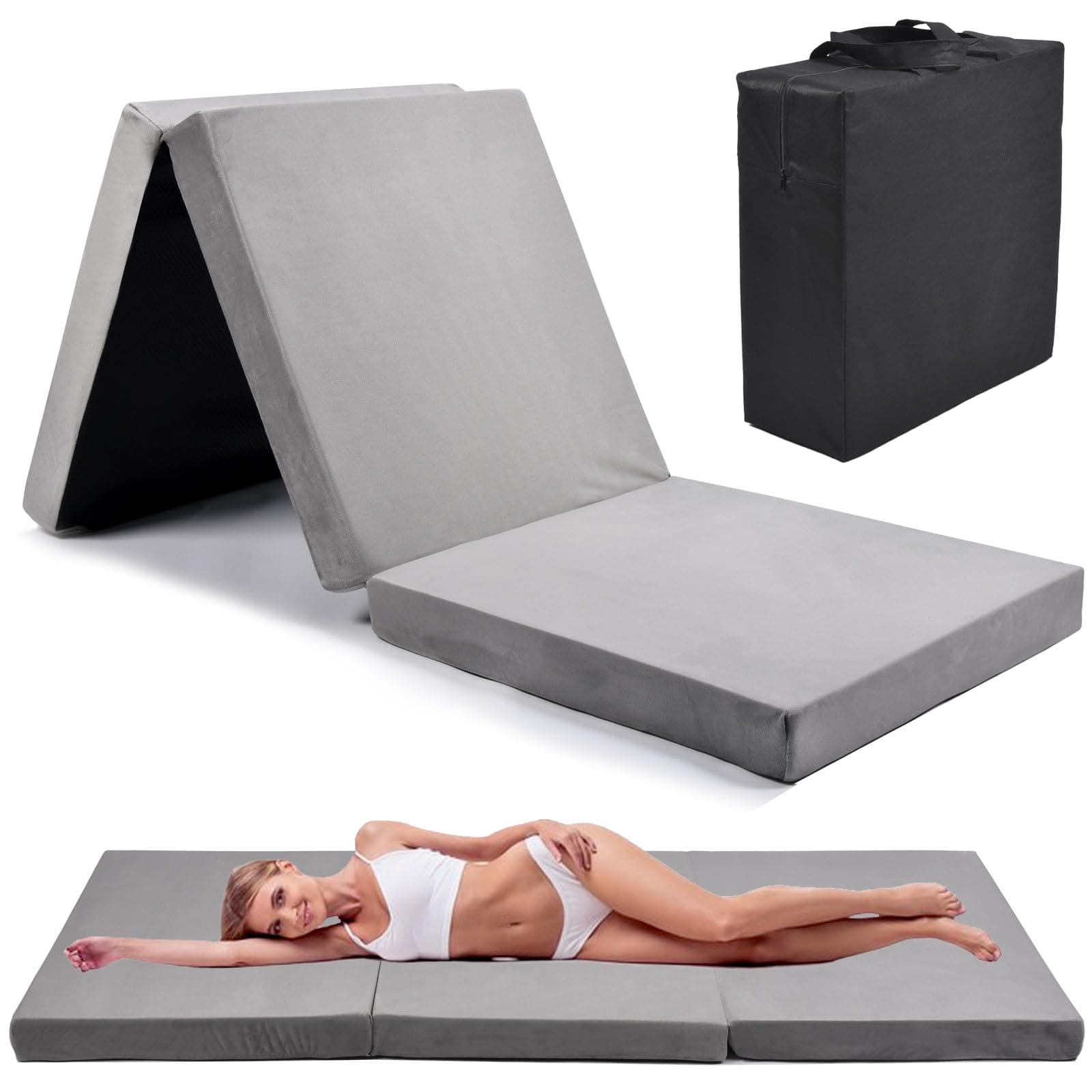 Portable Memory Foam Mattress, Soft & Waterproof, 71"x24"x3", Camping & Travel Mat