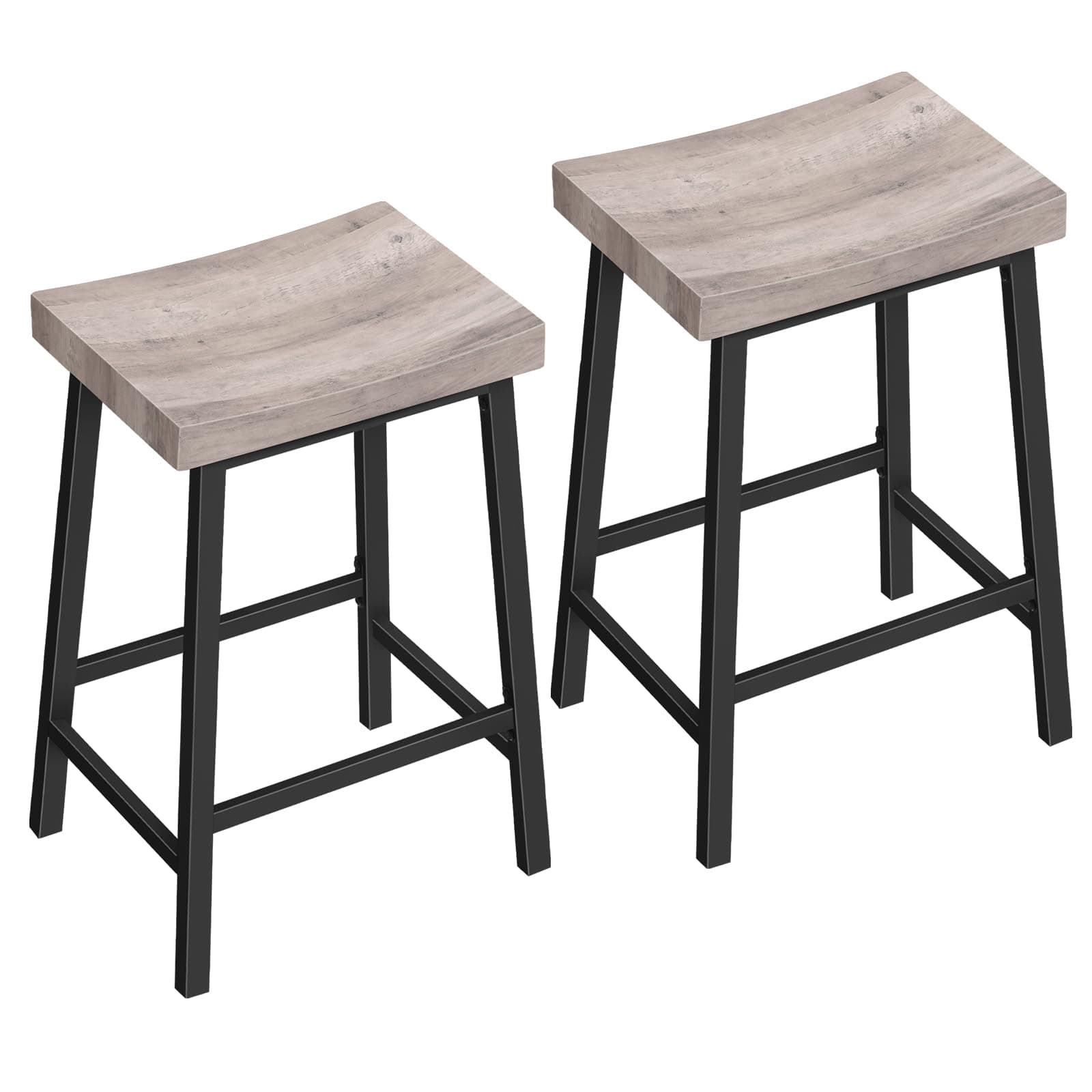 Industrial Style Bar Stools Set of 2, Counter Height, Greige BAHG0801