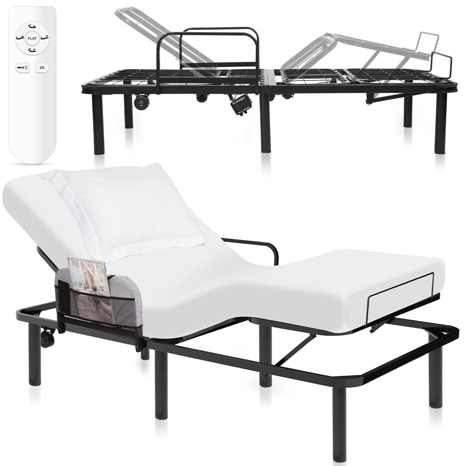 Vive Heavy Duty Twin Bed Base with Remote Adjust & USB Ports