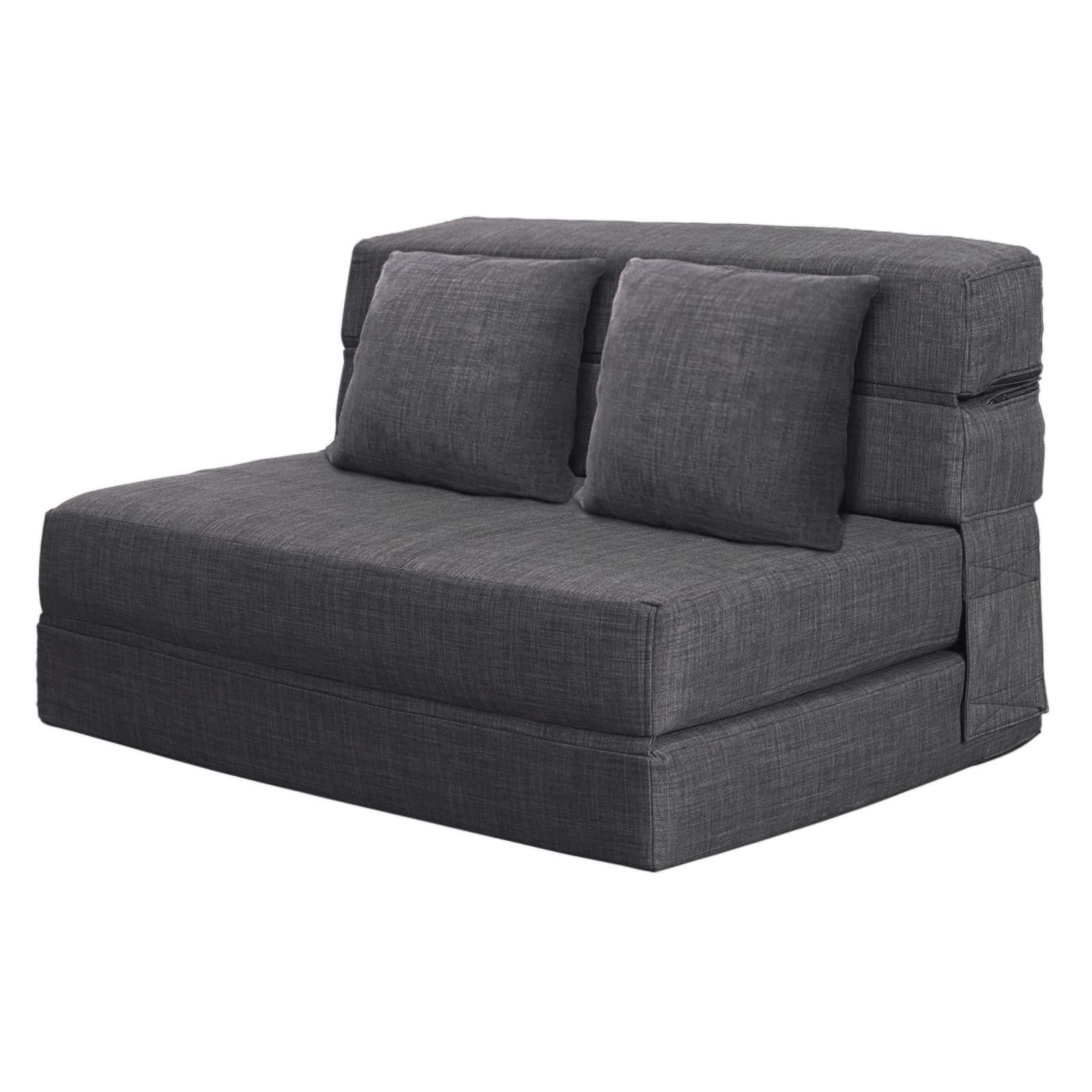 ANONER 60" Foldable Sofa Bed Queen Size Dark Gray Memory Foam Couch