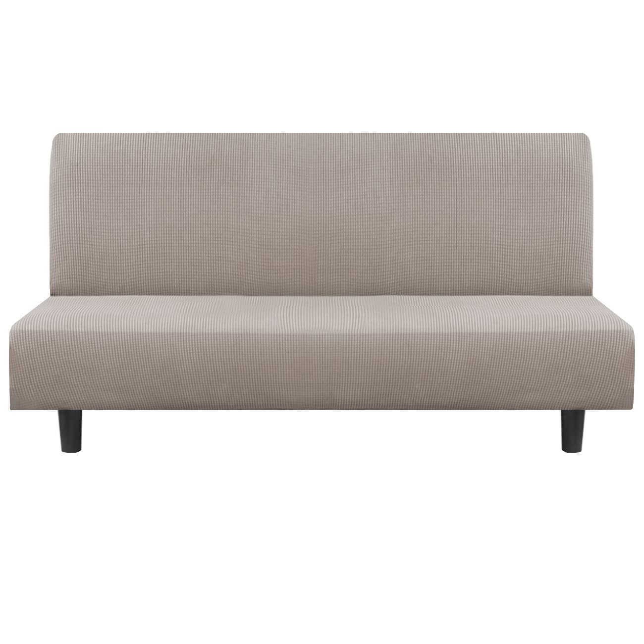 Flamingo P Stretch Taupe Futon Couch Covers with Elastic Bottom