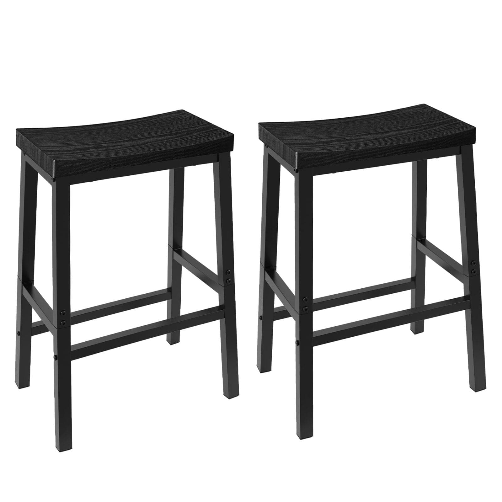HOOBRO Black Saddle Bar Stools, Set of 2, 23.6 Inch Industrial Kitchen Chairs