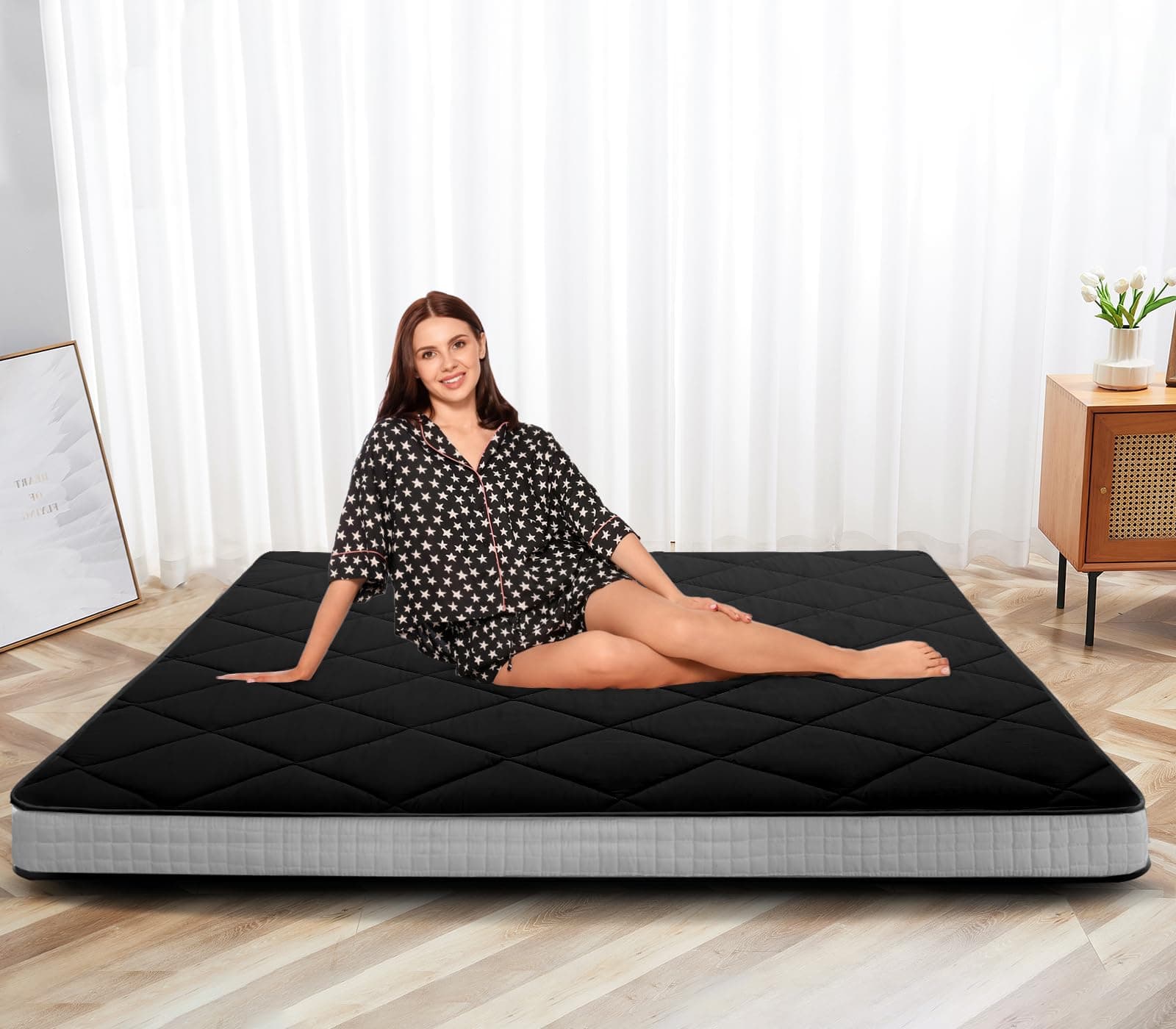Black Full Size SUNYRISY Japanese Foldable Futon Mattress