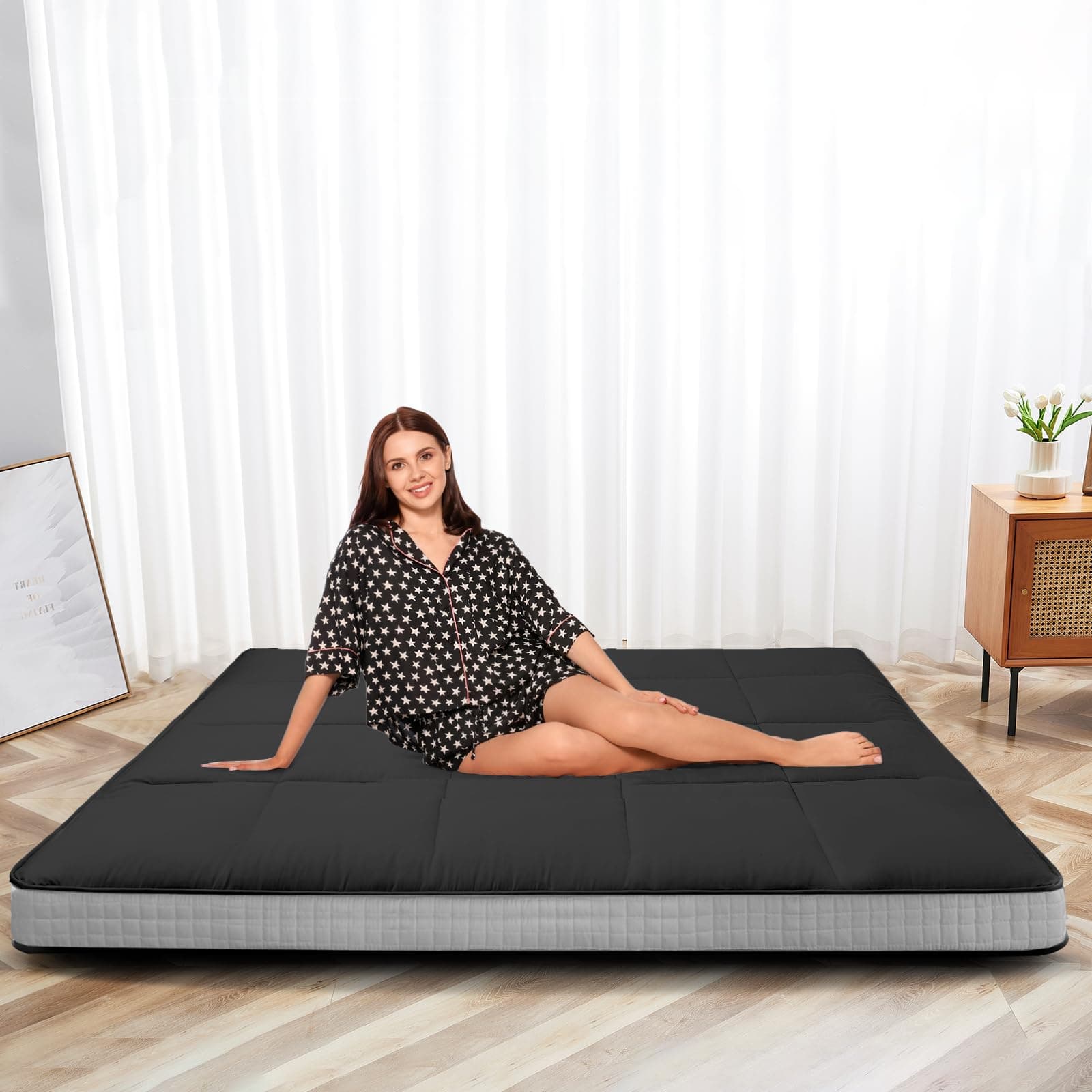 SUNYRISY Japanese-Thick Roll-Up Camping Mattress, Foldable & Portable Twin/Full/Queen