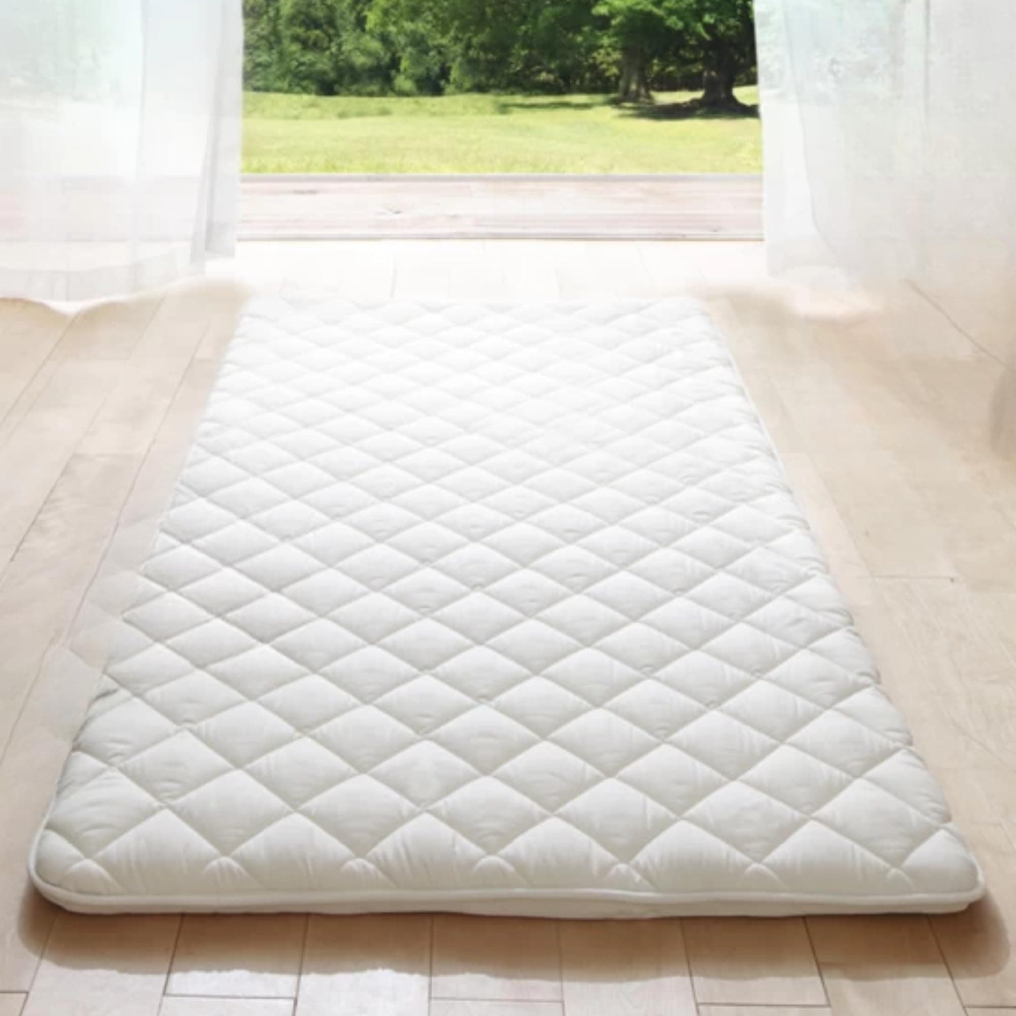 MIINA Japanese Foldable Futon Mattress, Full (55"×78"), White