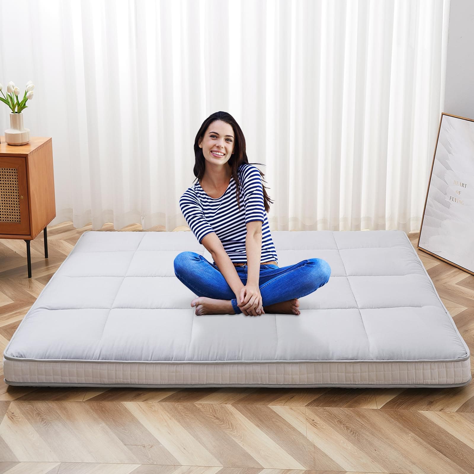 LILYPELLE Japanese Foldable Floor Mattress Futon & Tatami Mat Twin