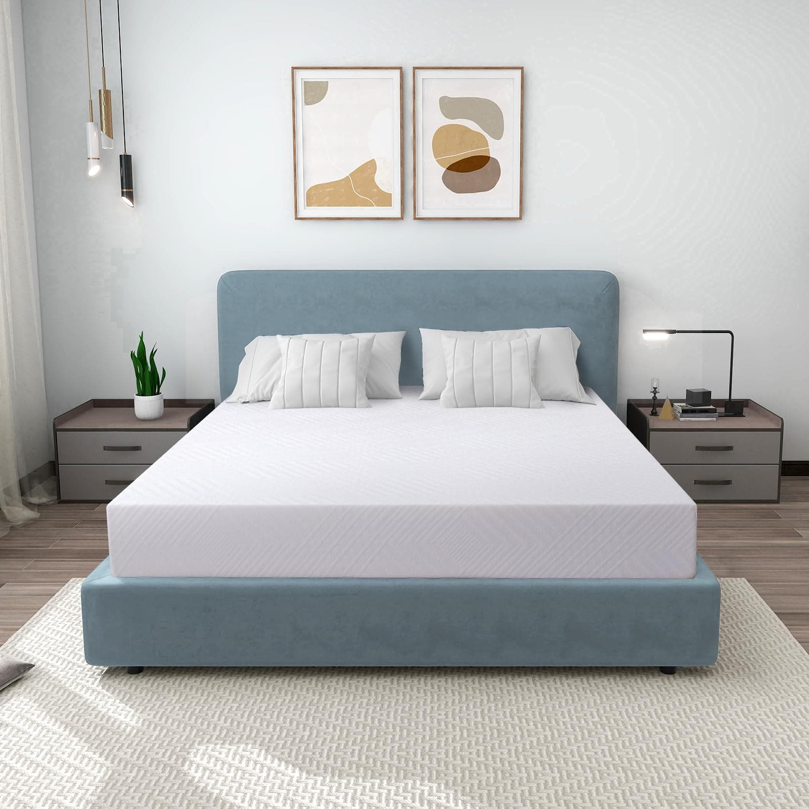 MUUEGM King Mattress 10 Inch, Green Tea Cool Gel Memory Foam Mattress, CertiPUR-US Certified