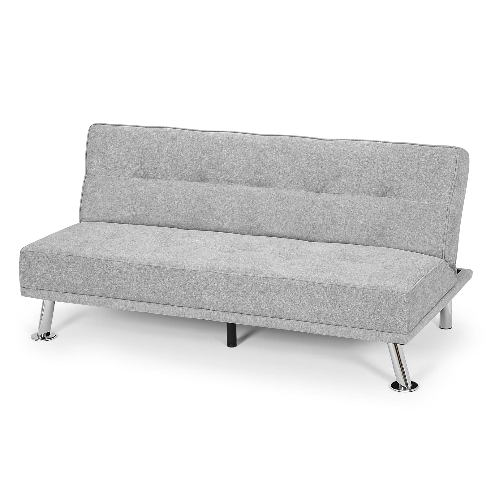 Athena Collection 5 Position Reclining Futon Sofa Bed, Grey Linen Fabric