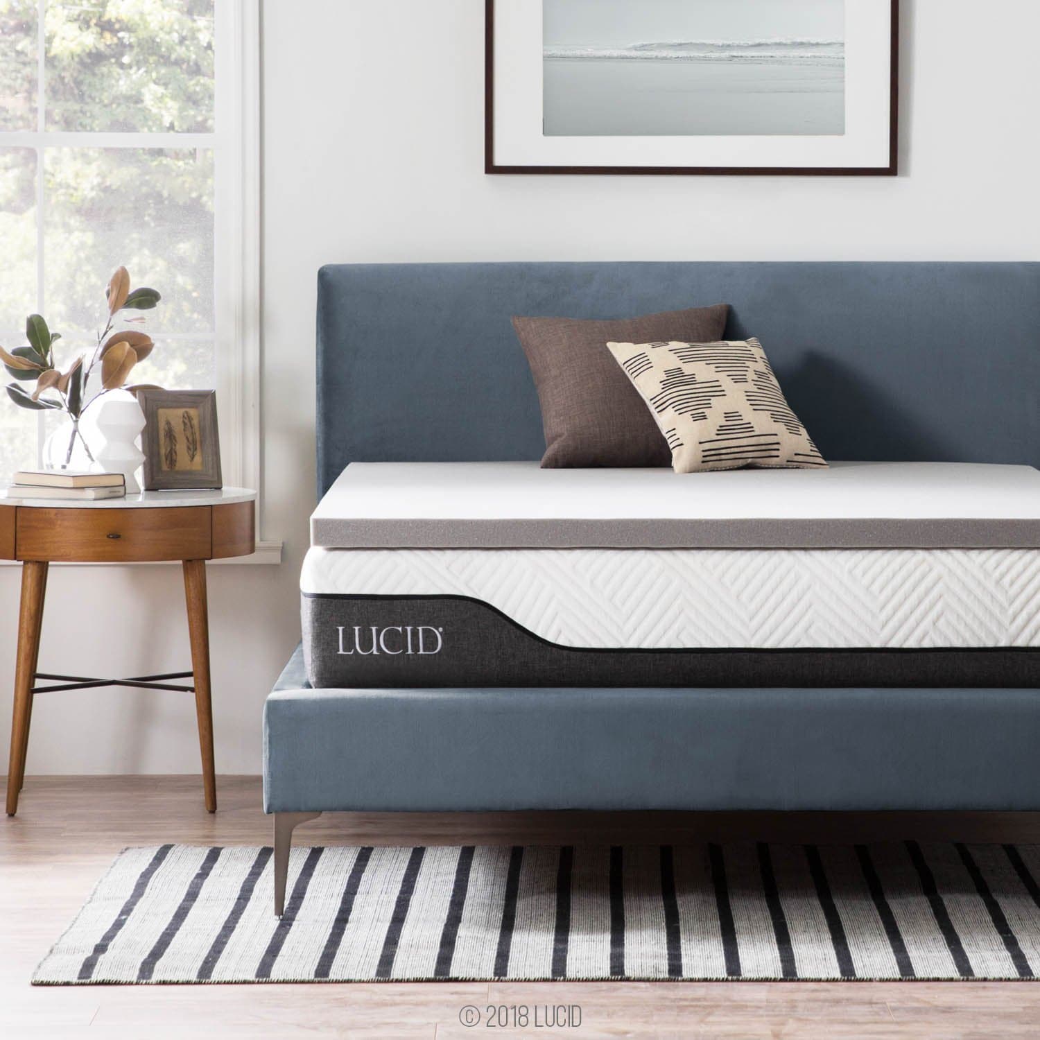 LUCID 2 Inch Queen Mattress Topper – Memory Foam & Bamboo Charcoal