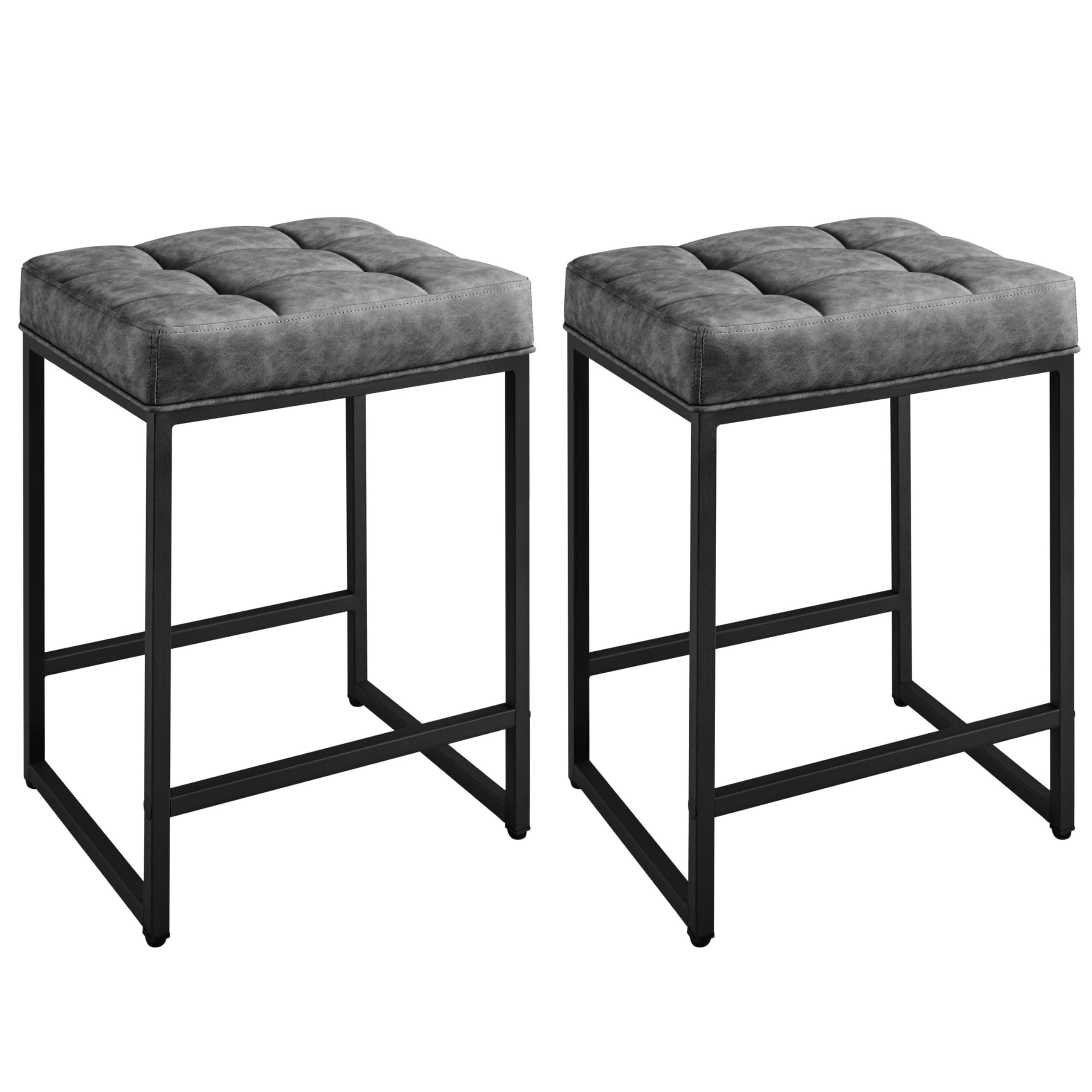 Yaheetech 24 Inch Counter Height Backless Kitchen Bar Stools, Grey