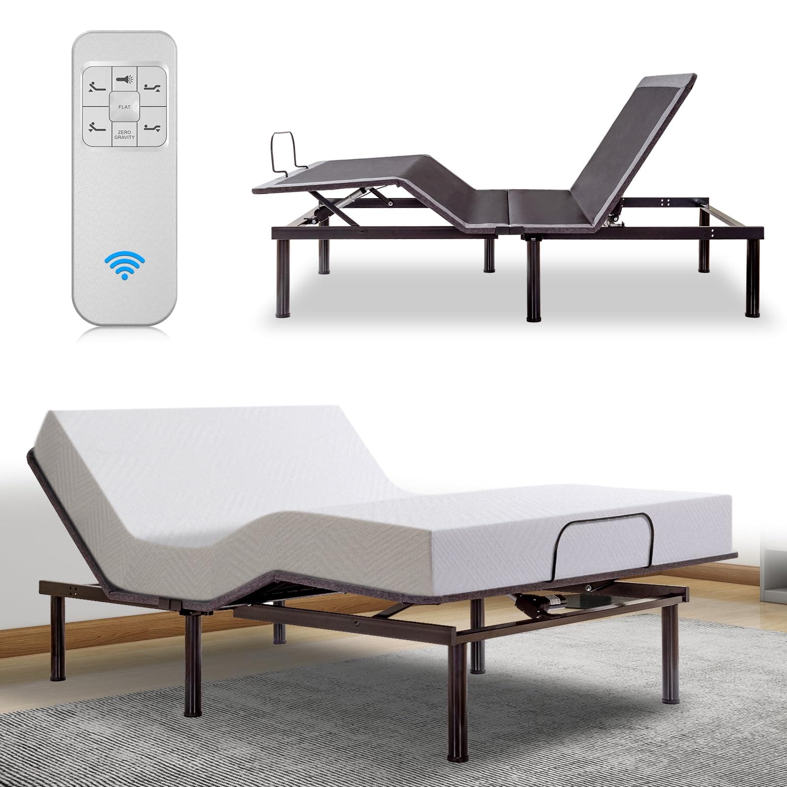 Adjustable Split King Bed Base with Wireless Remote for Improved Sleep