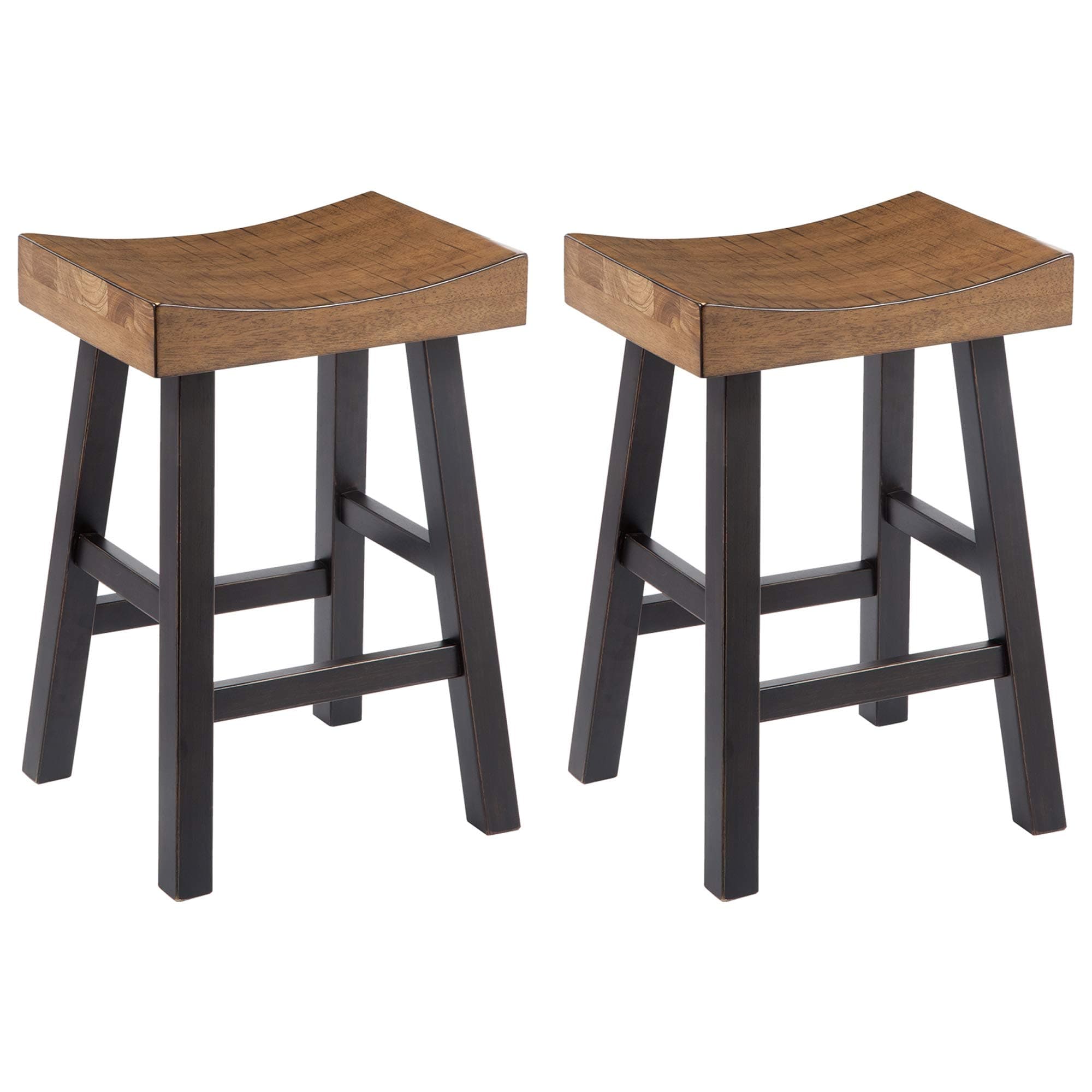 Signature Design by Ashley Glosco Two-Tone Brown Saddle Barstool, Set of 2, 25.5" Counter Height