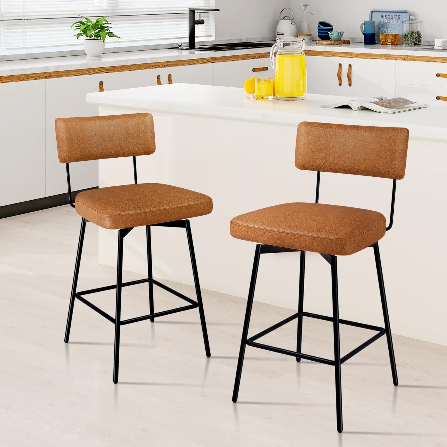 Modern Swivel Barstools Set of 2 for Bar, Kitchen, Dining Room
