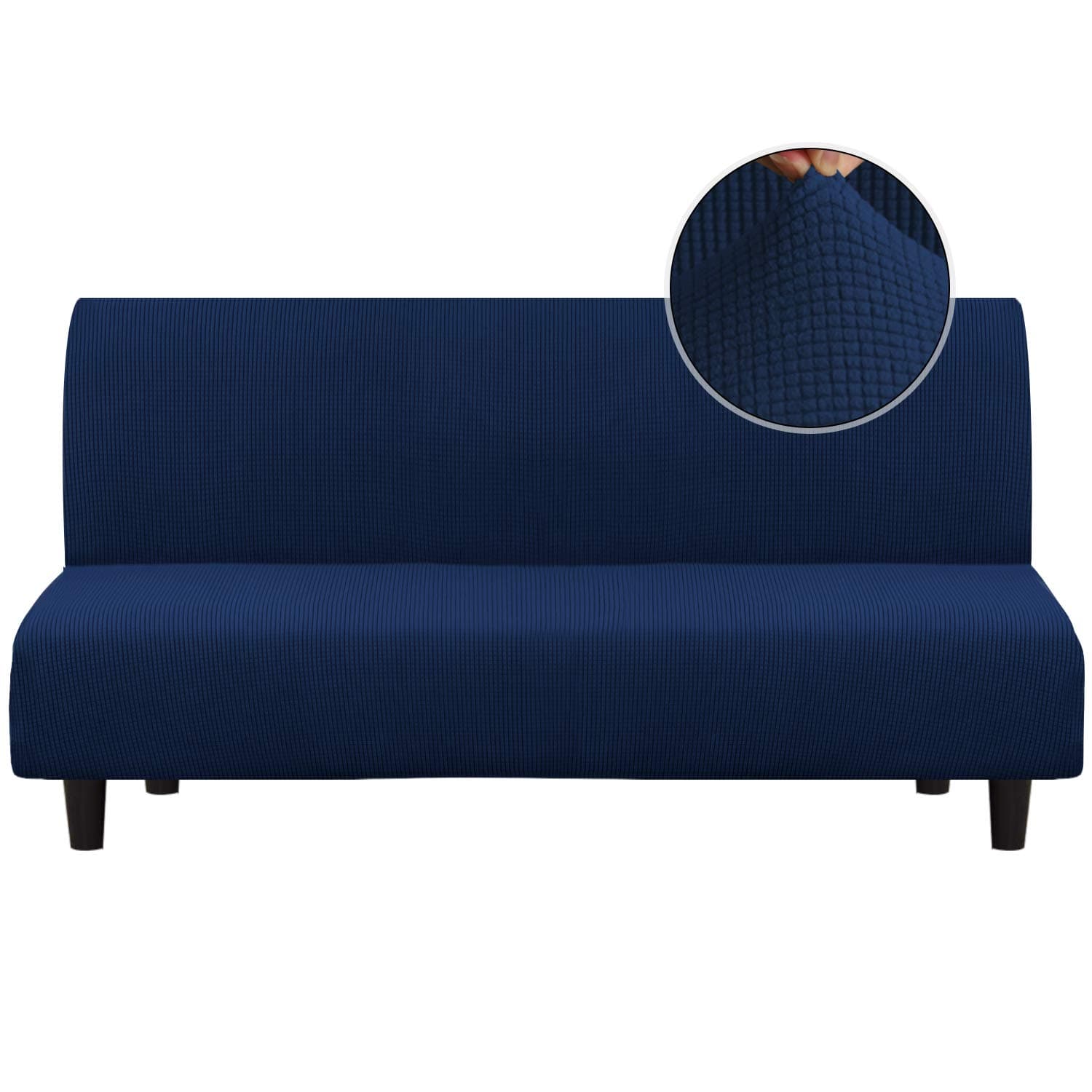 Navy Armless Sofa Slipcover with Elastic Bottom - Thick Soft Fabric - Furniture Protector