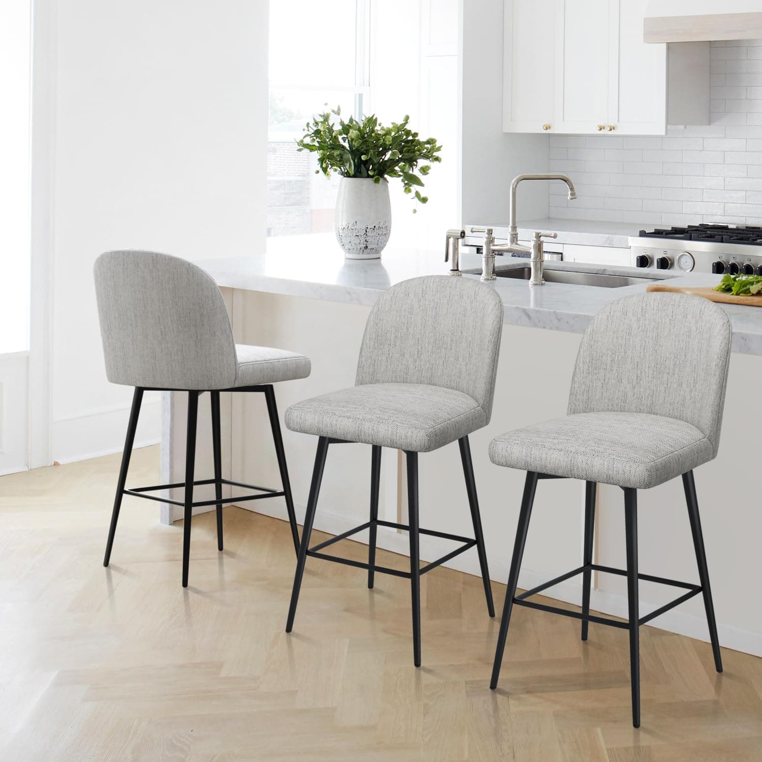 Set of 3 Swivel Modern Bar Stools for Kitchen Island