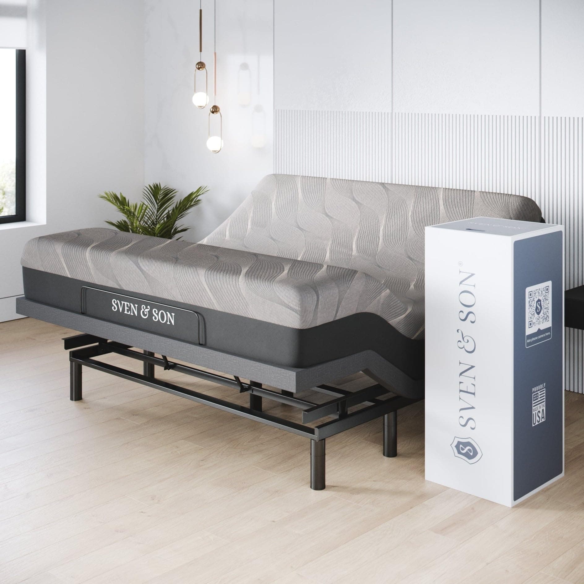 Adjustable Bed Base with Massage, USB, Gel Memory Foam - King Size 14 inch Mattress