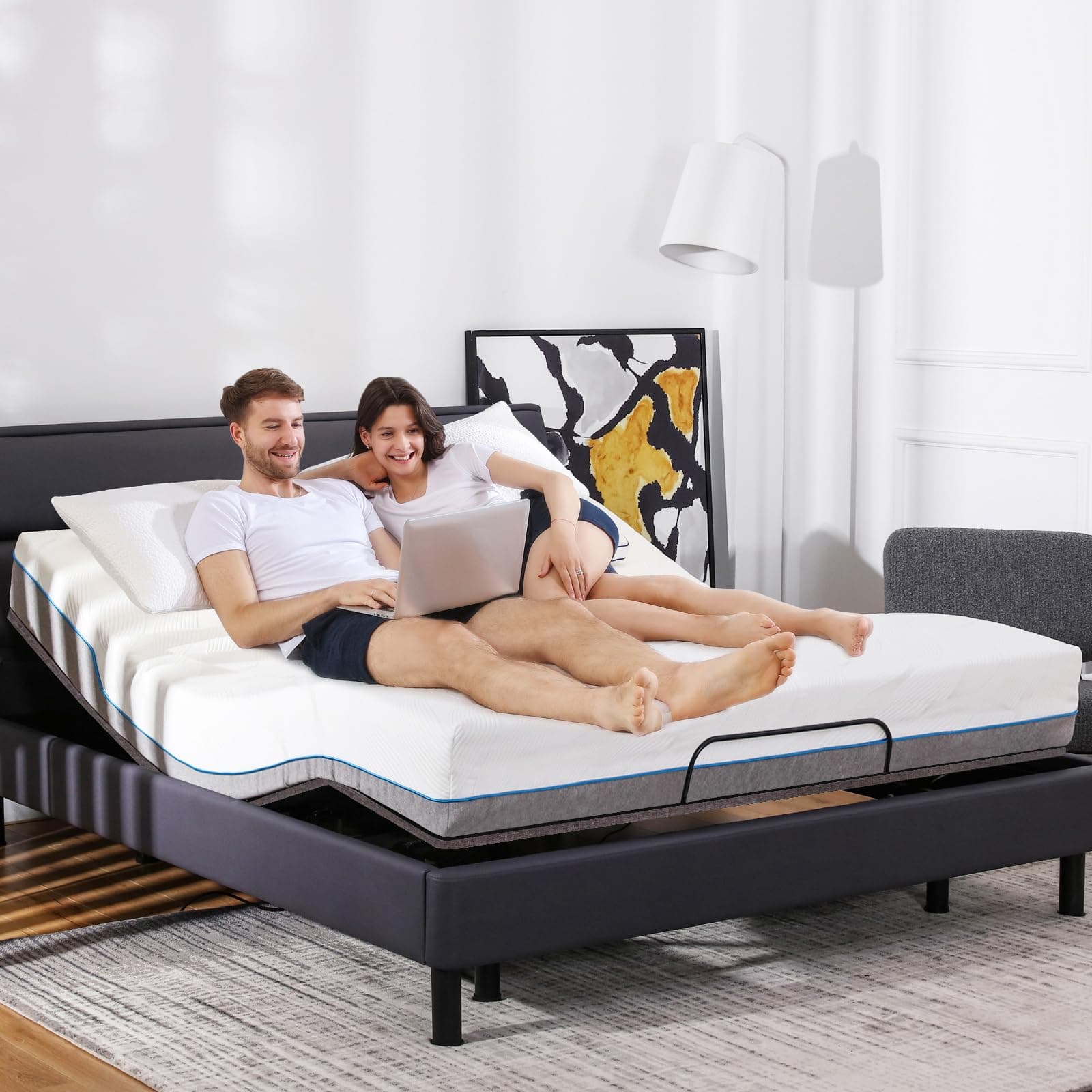 IULULU Queen Adjustable Bed Frame with Wireless Remote