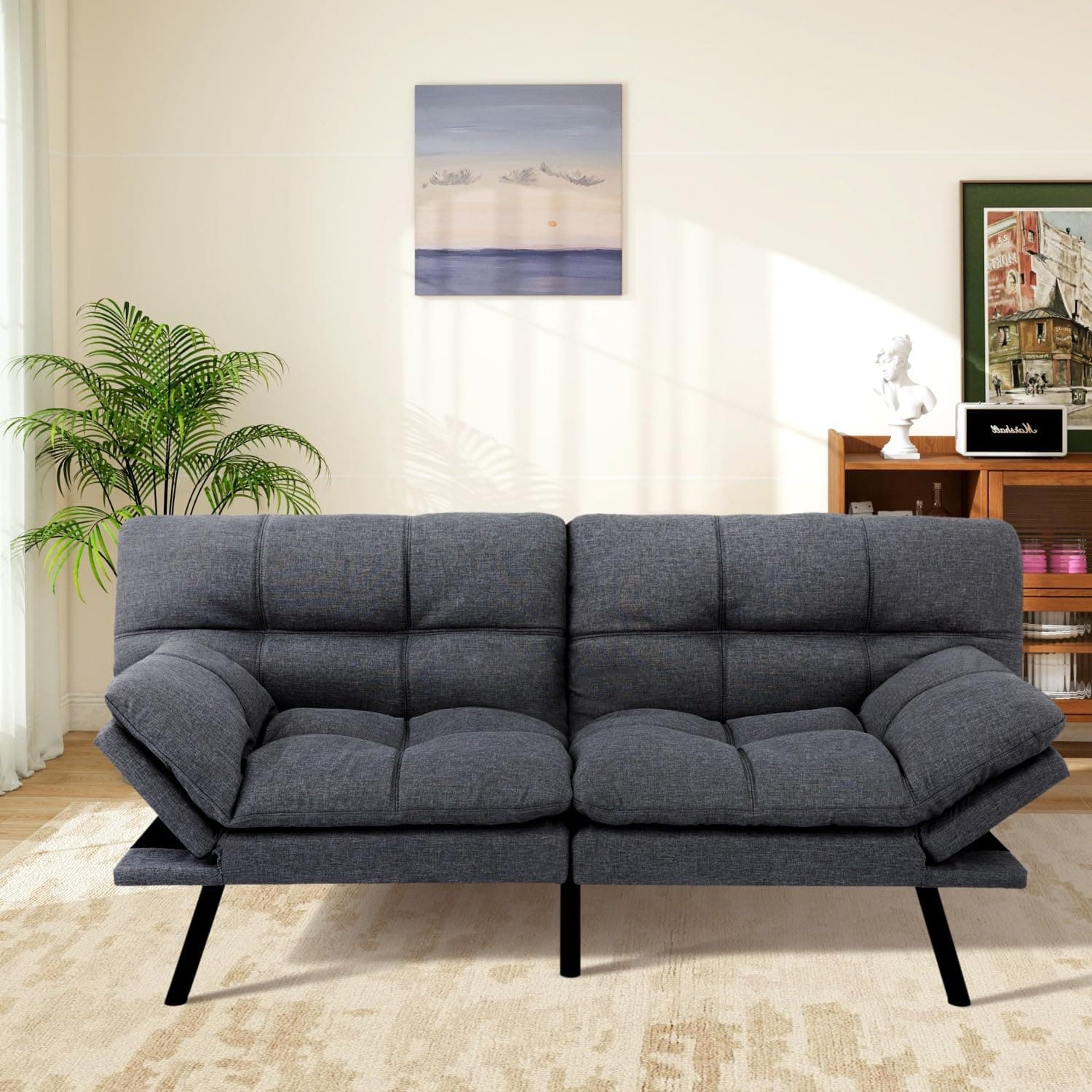 MUUEGM Memory Foam Futon Sofa Bed for Compact Spaces