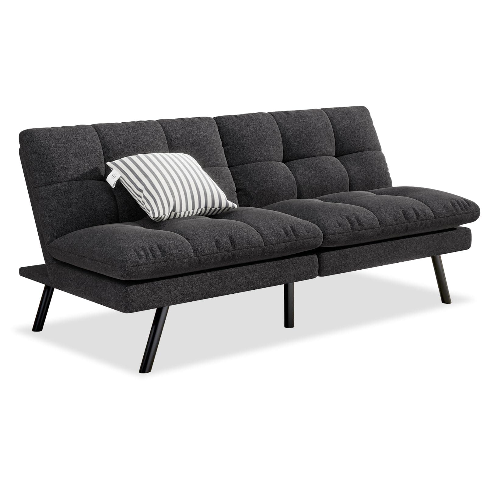 MUUEGM 68" Convertible Sofa Bed – Black Adjustable Futon with Folding Design