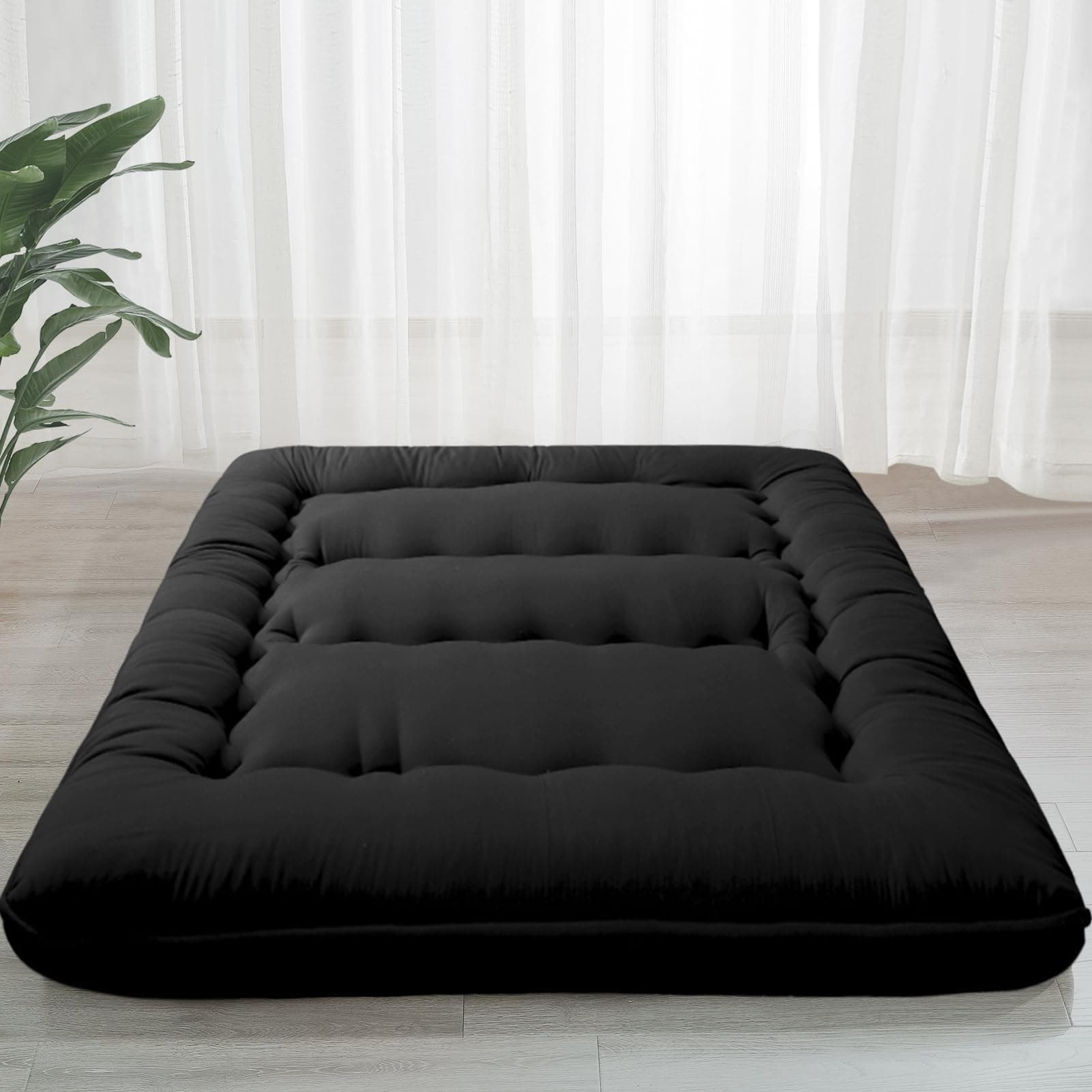 MAXYOYO Black Foldable Tatami Mattress for Adults, Twin Size, Thick Japanese Style