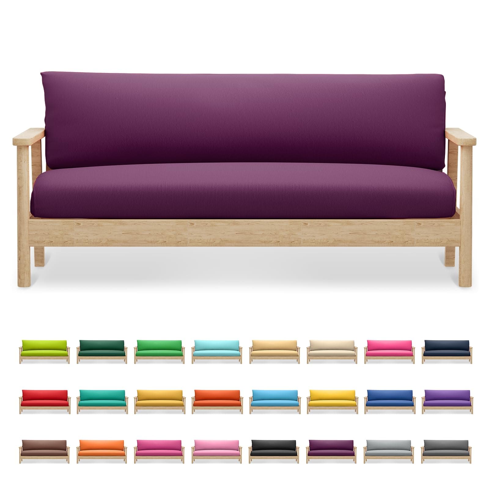 Machine Washable Zippered Armless Futon Cover, Purple