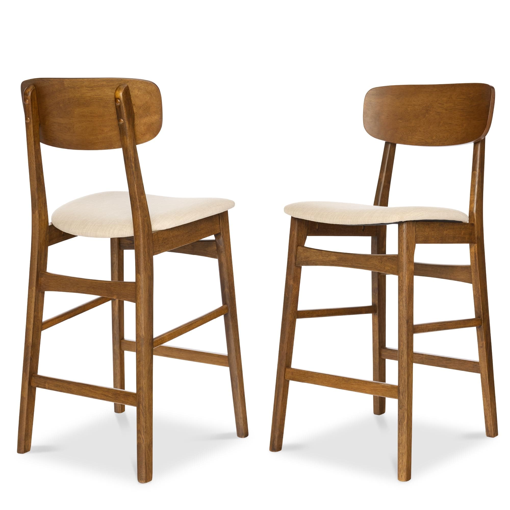 Best Choice Products Walnut/Cream Armless Counter Height Stool Set