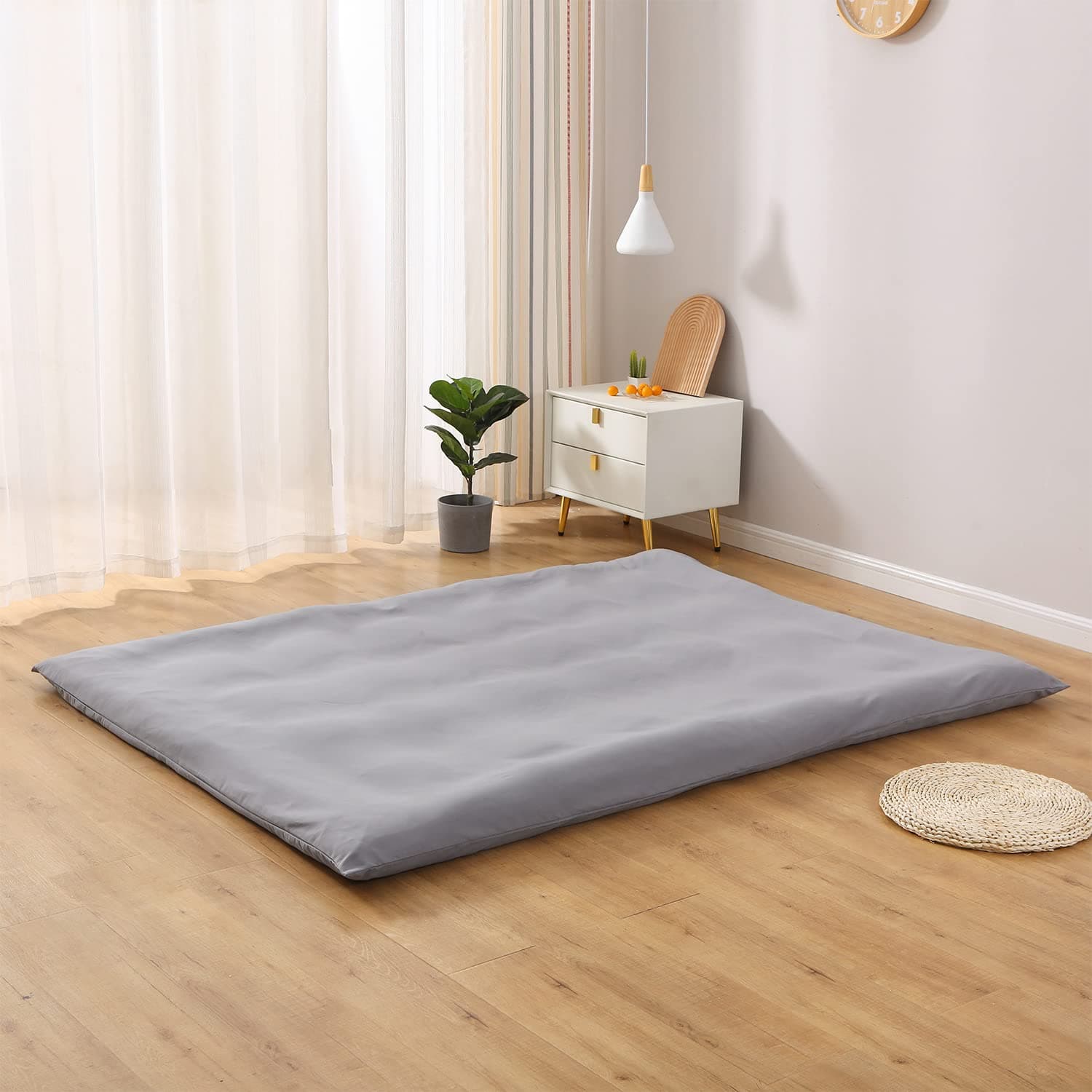 Bedecor Floor Futon Mattress Cover for Traditional Japanese Mattress Grey Full Size