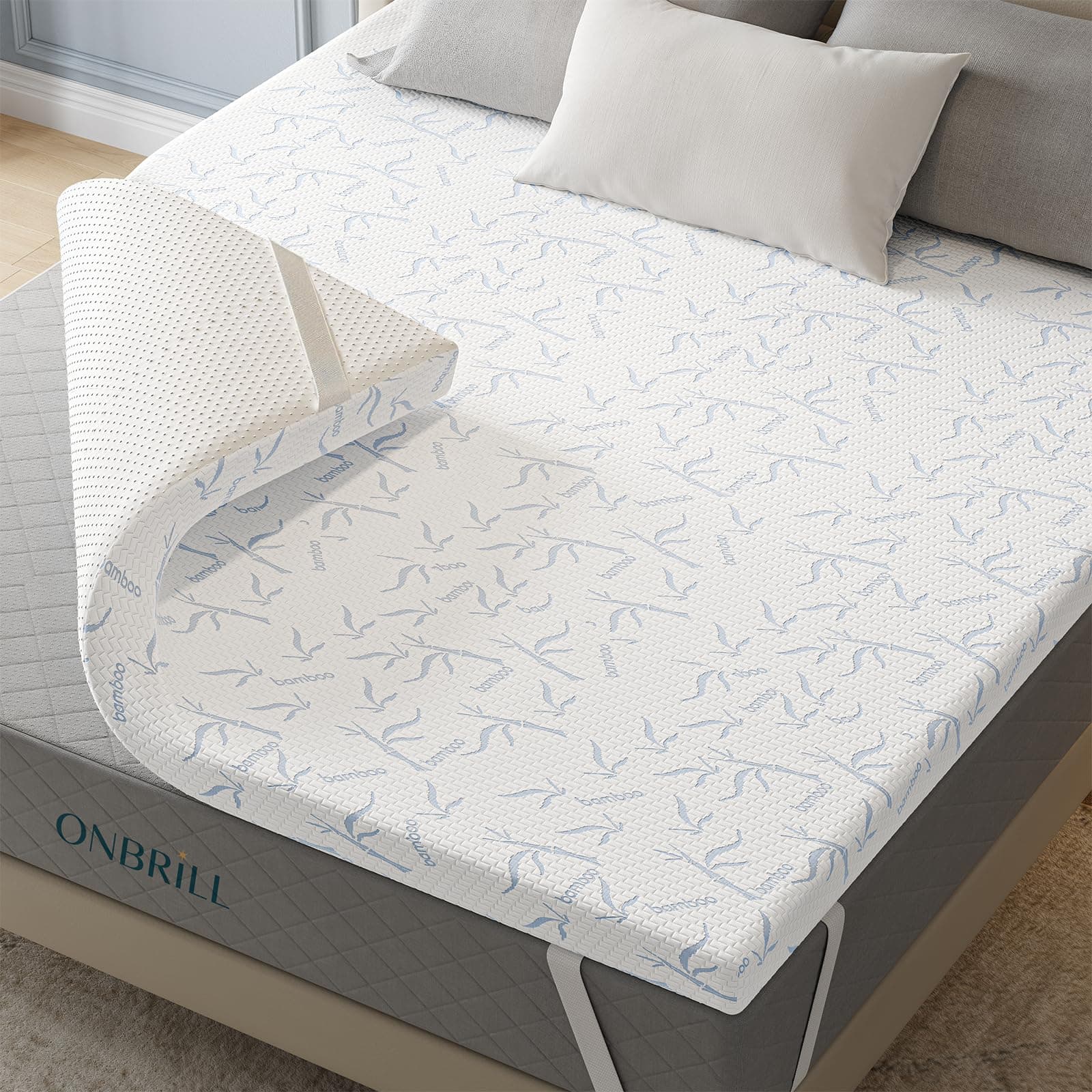 CertiPUR-US Certified Bamboo Charcoal Memory Foam Mattress Topper Queen