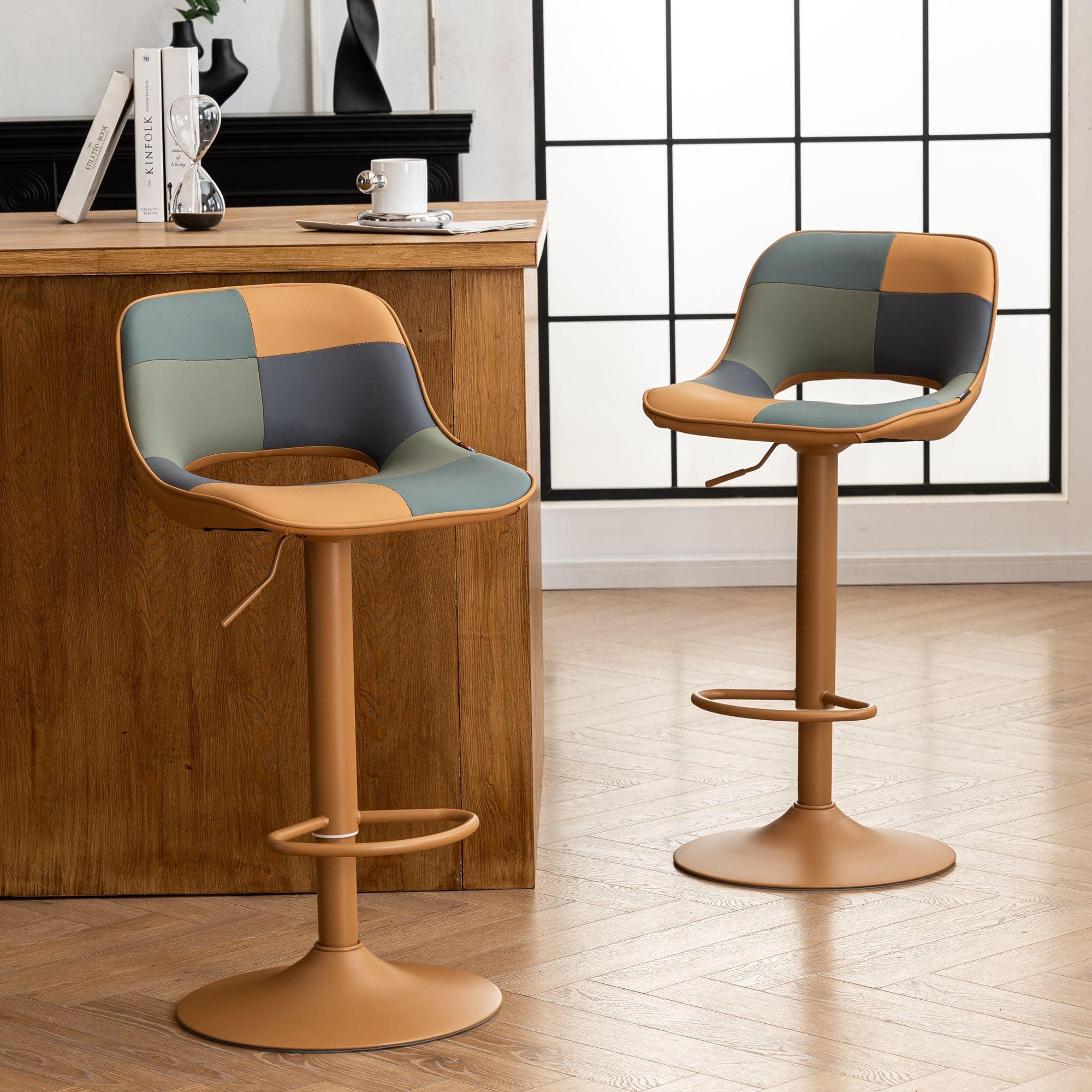 TanGreen Boho Colorful YOUNIKE Bar Stool Set of 2